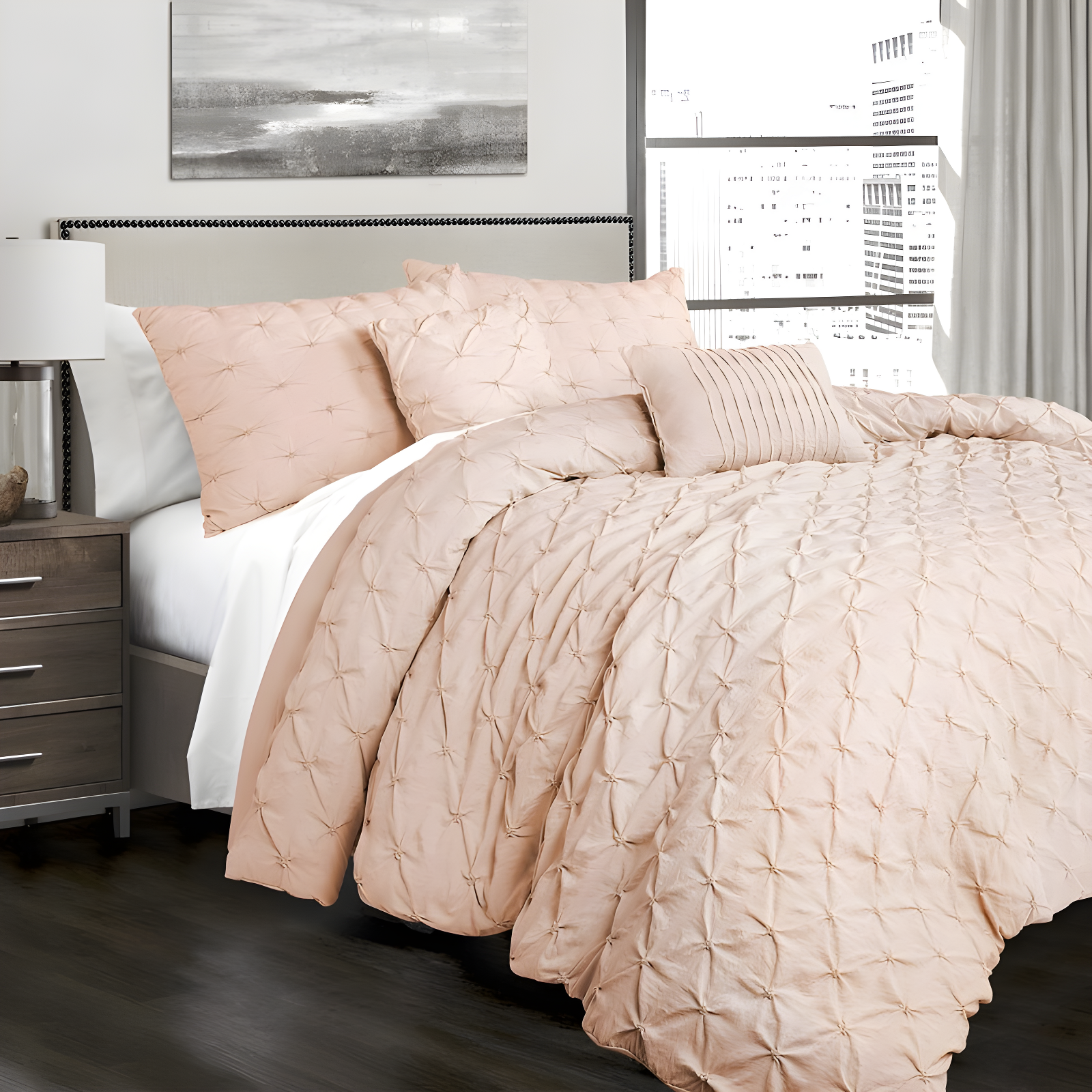 Blush King Reversible Microfiber Comforter Set