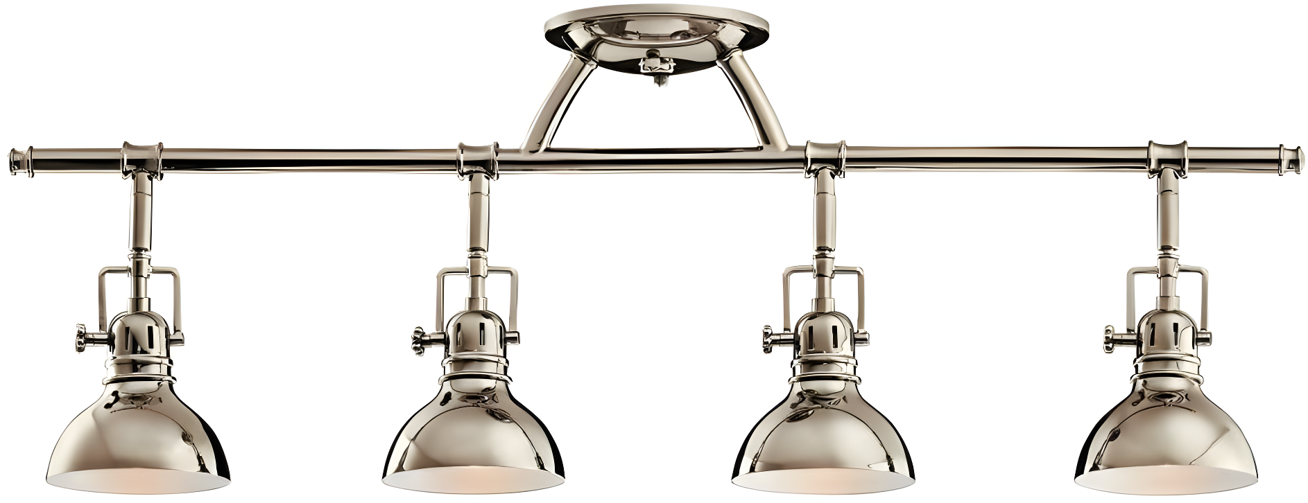 Polished Nickel 31.25" Modern Halogen Ceiling Light with Clear Fresnel Lens