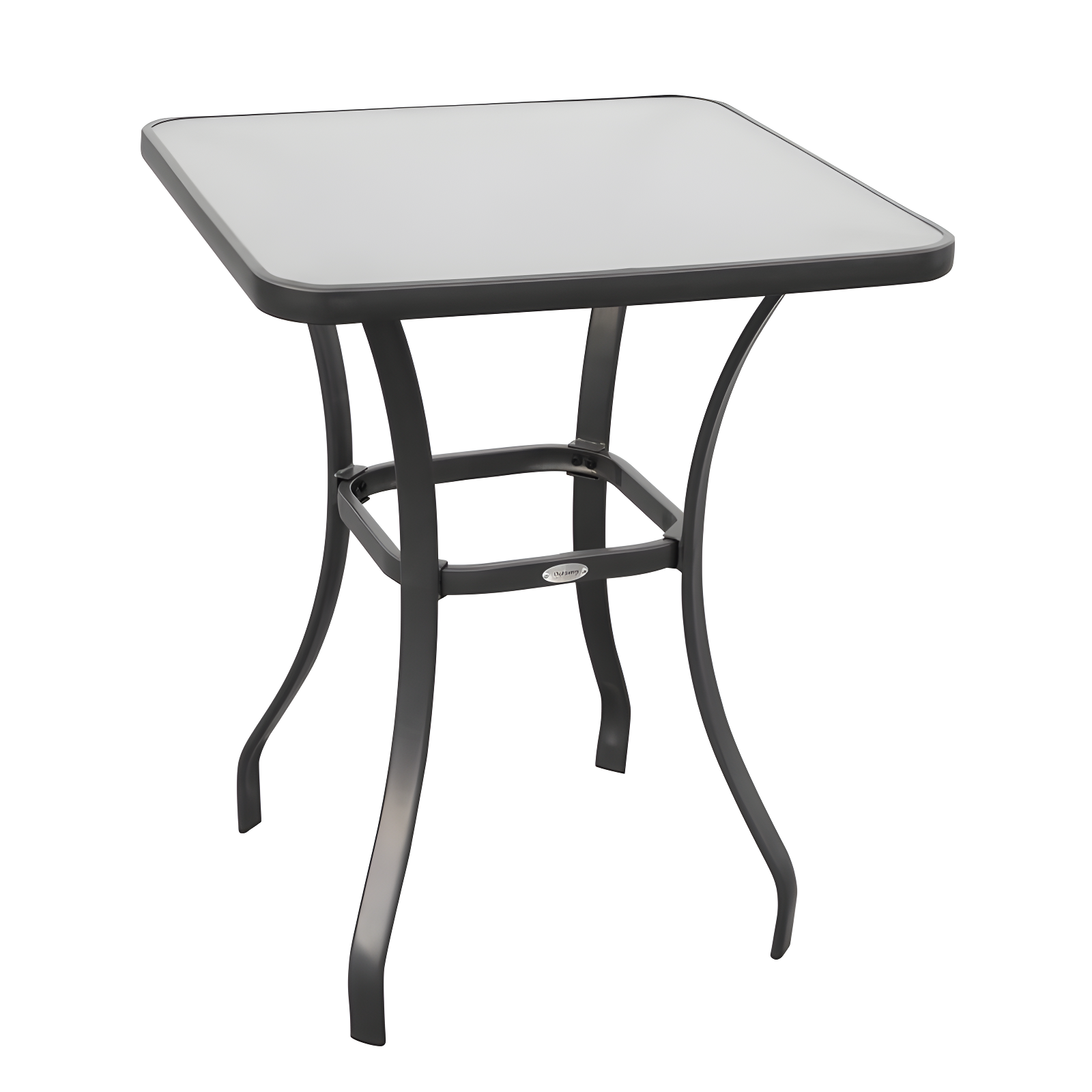 Black Square Outdoor Bistro Table with Tempered Glass Top