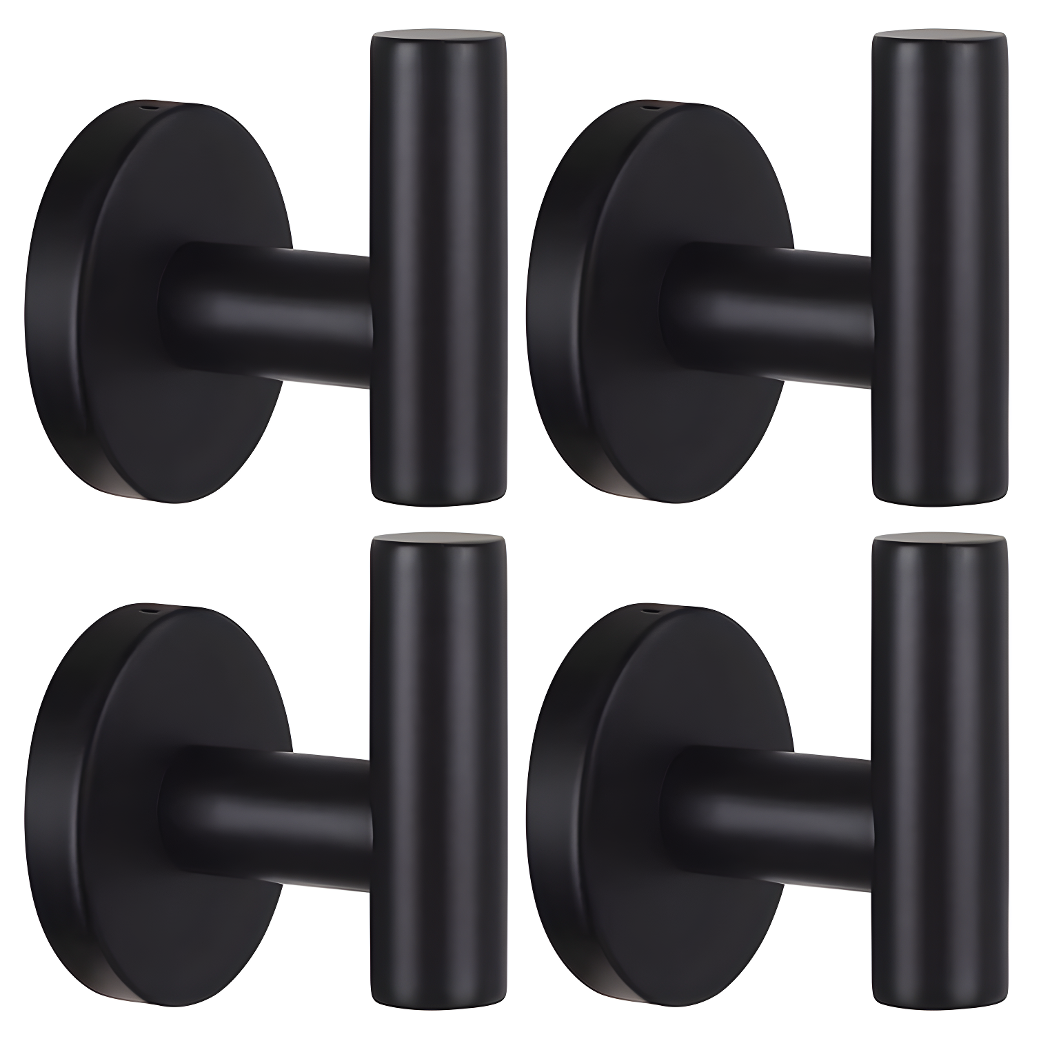 Matte Black Stainless Steel Wall Mounted Towel Hooks 4-Pack