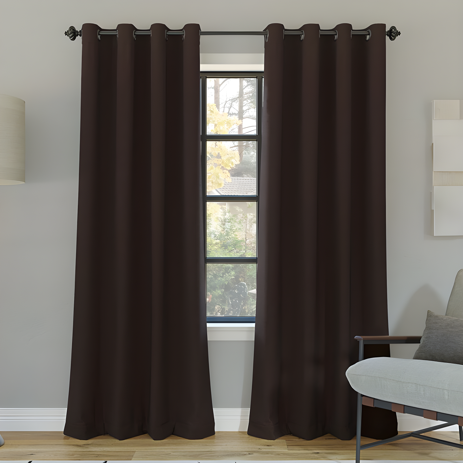 Dark Chocolate Blackout Grommet Polyester Drapes