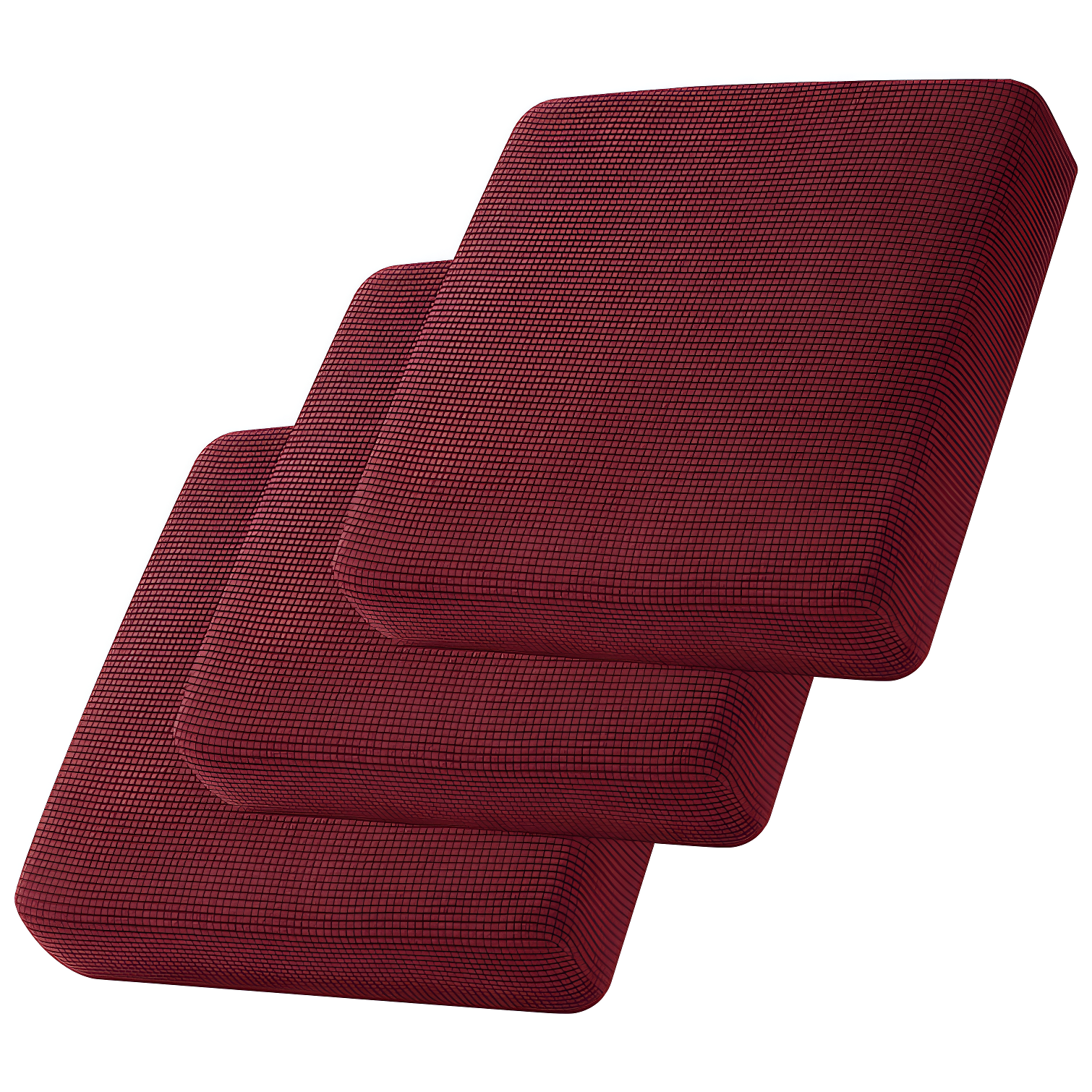 Wine Red Stretch Textured Sofa Cushion Slipcover Set