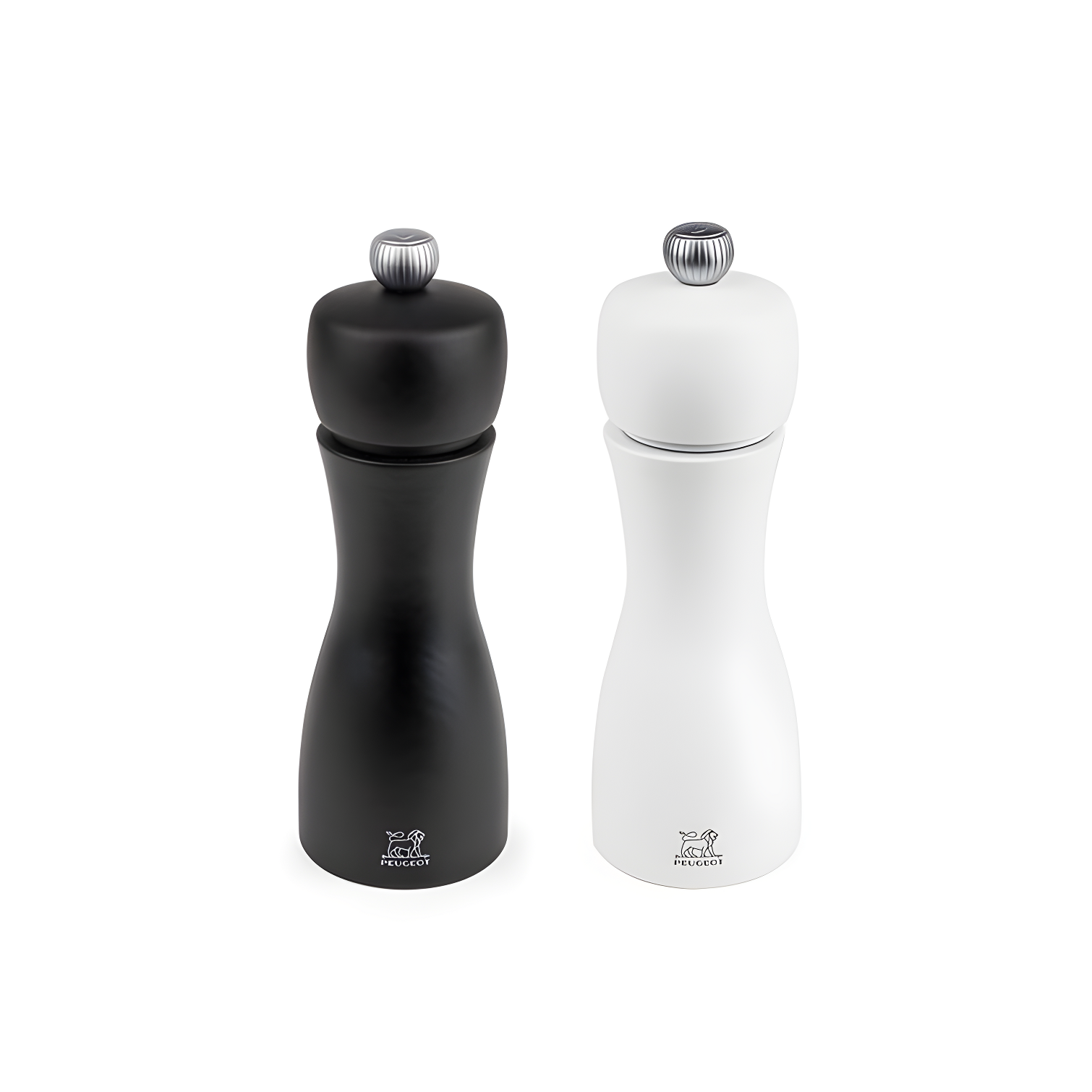 Peugeot Tahiti Duo Black and White Wood Salt and Pepper Mill Set