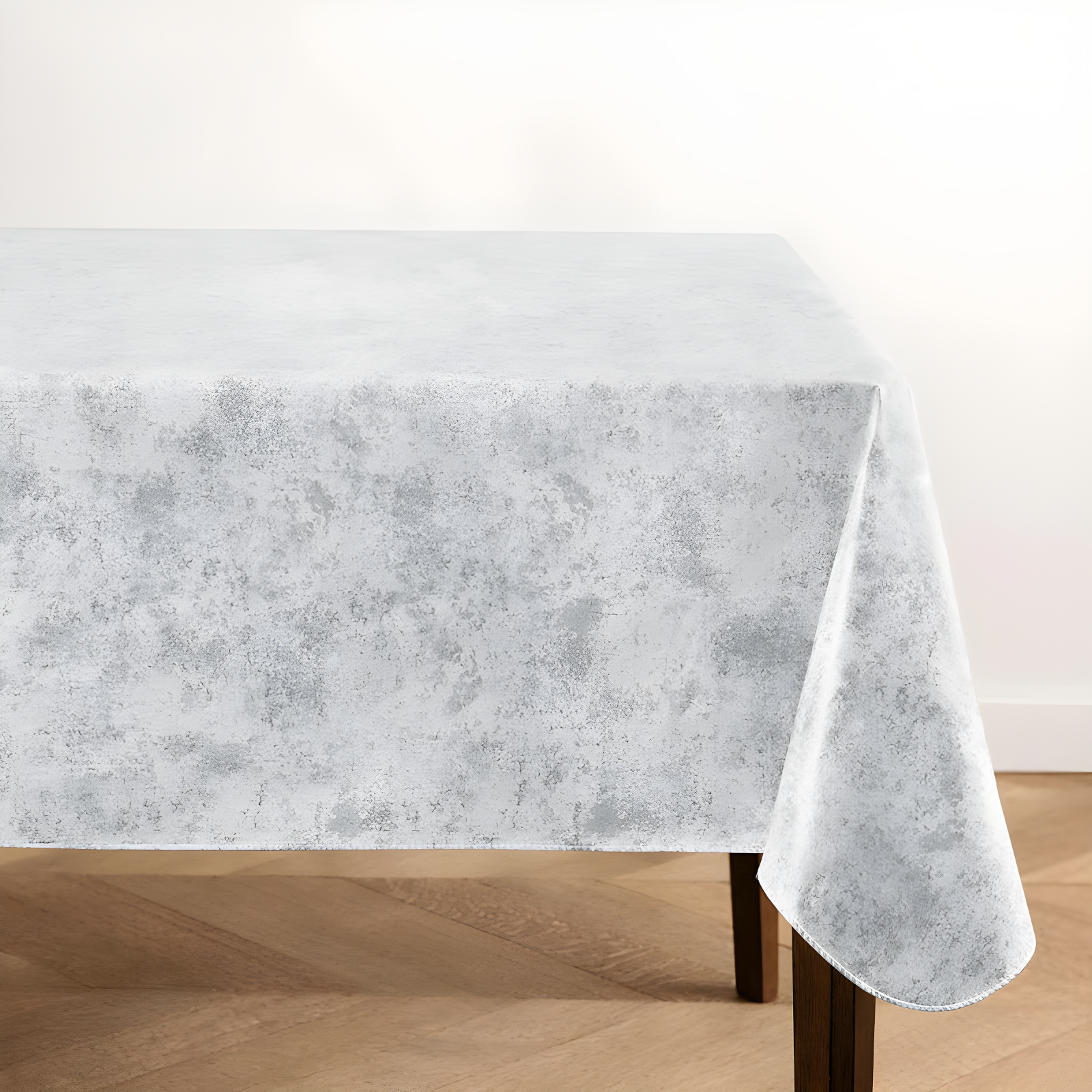 Gray and White Marble Vinyl Rectangle Tablecloth, 60 x 120 Inches