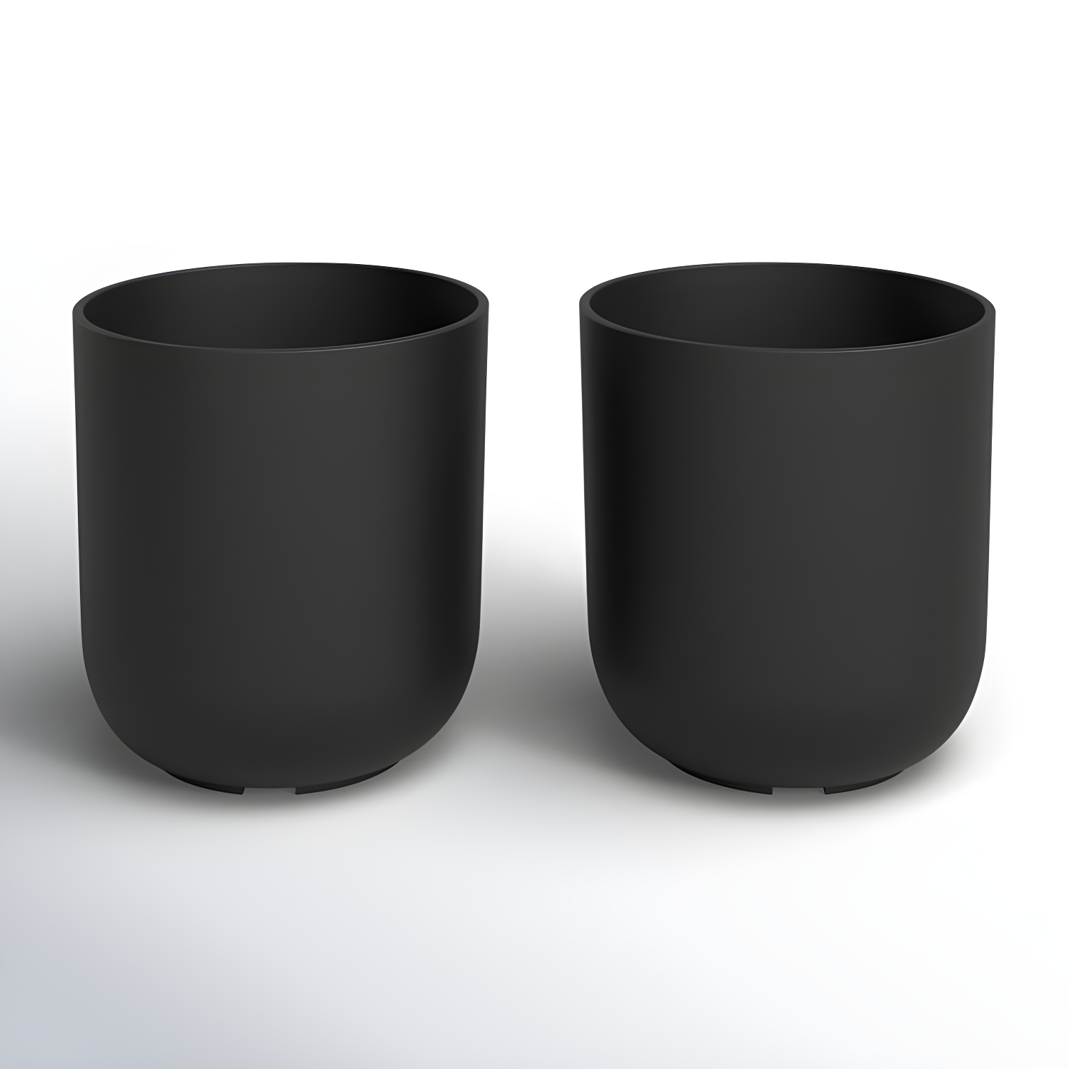 Mason Series Black Plastic-Stone 10" Planter Set of 2