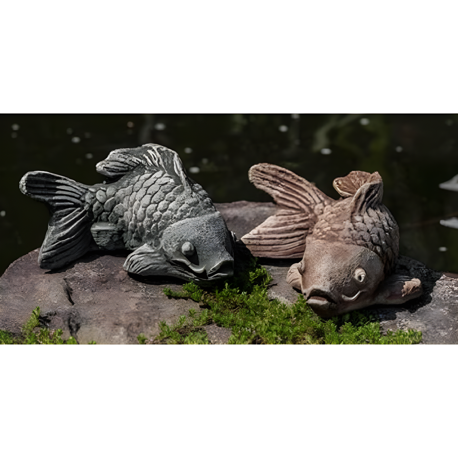 Handcrafted Alpine Stone Koi Fish Garden Statue