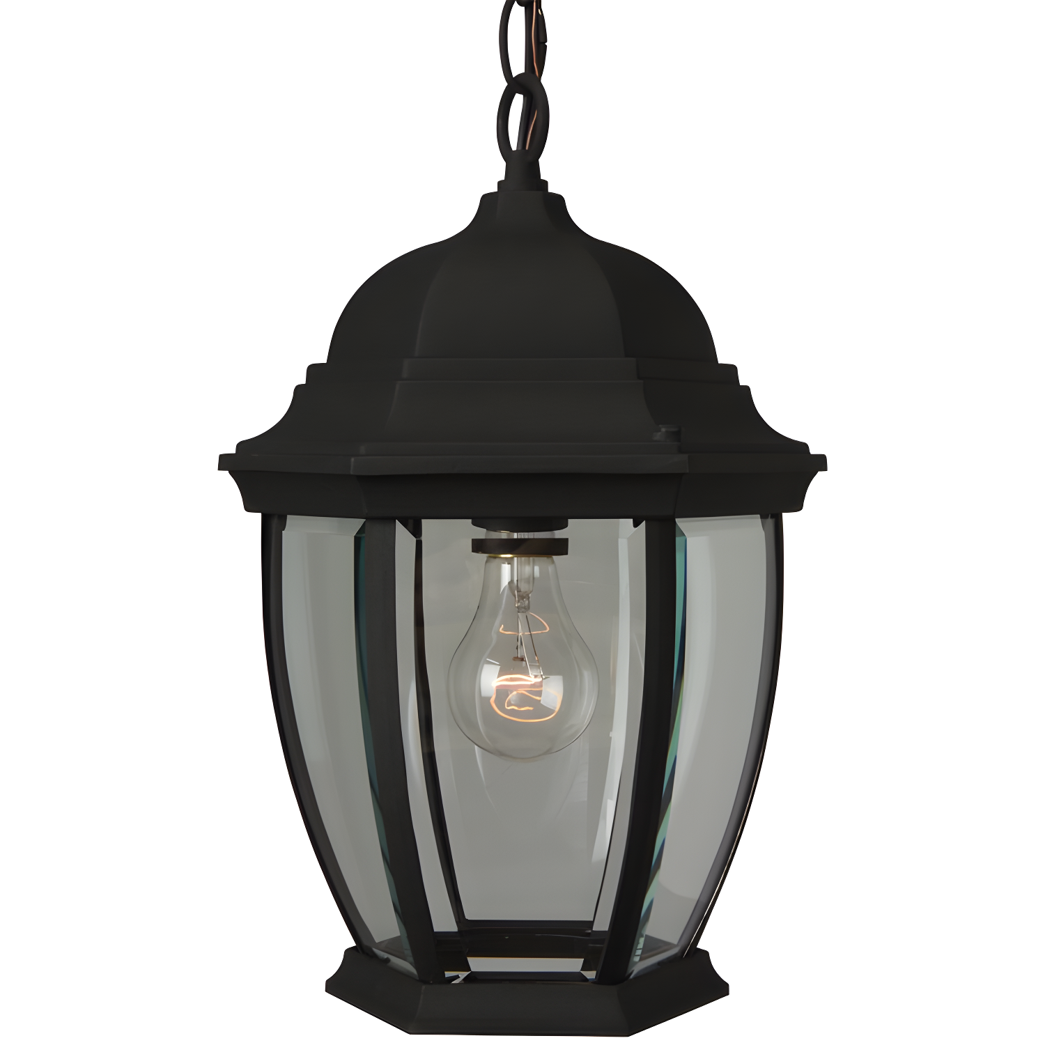 Matte Black Glass Outdoor Hanging Lantern Pendant