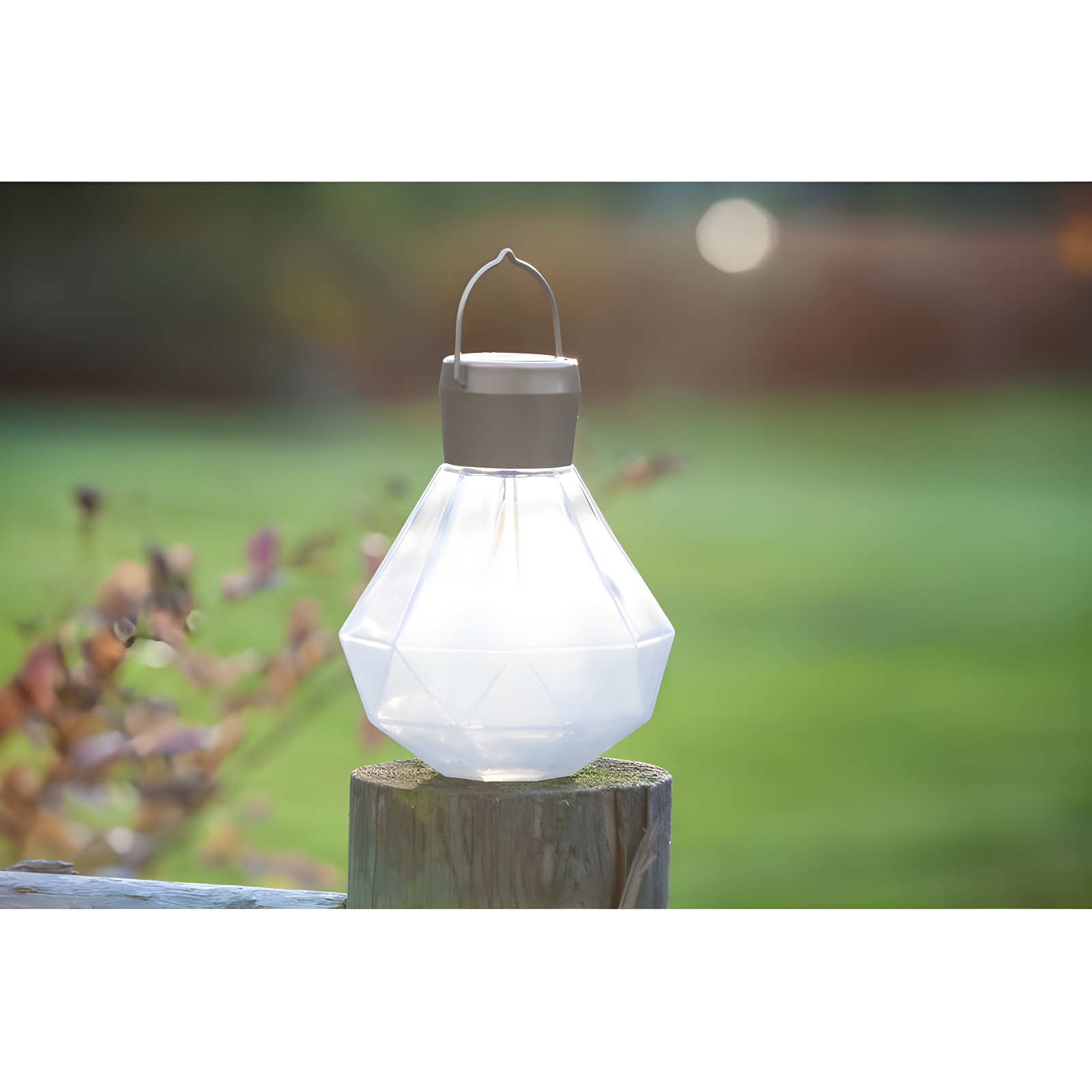 Milk Quartz Faceted Glass Solar Outdoor Lantern