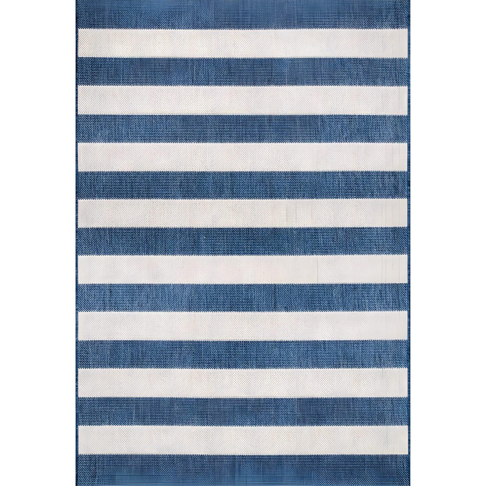 Easy-Care Striped Synthetic 5'3" x 7'6" Outdoor Area Rug in Blue