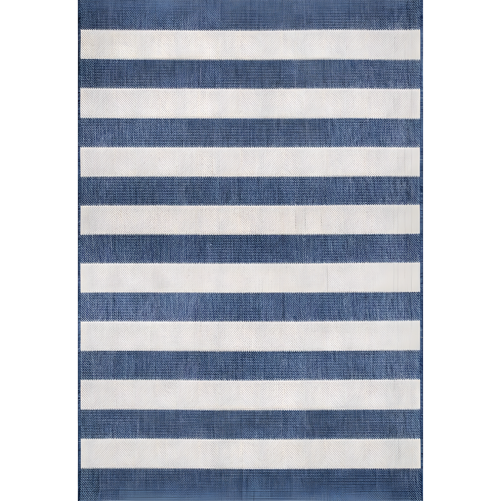 Easy-Care Striped Synthetic 5'3" x 7'6" Outdoor Area Rug in Blue