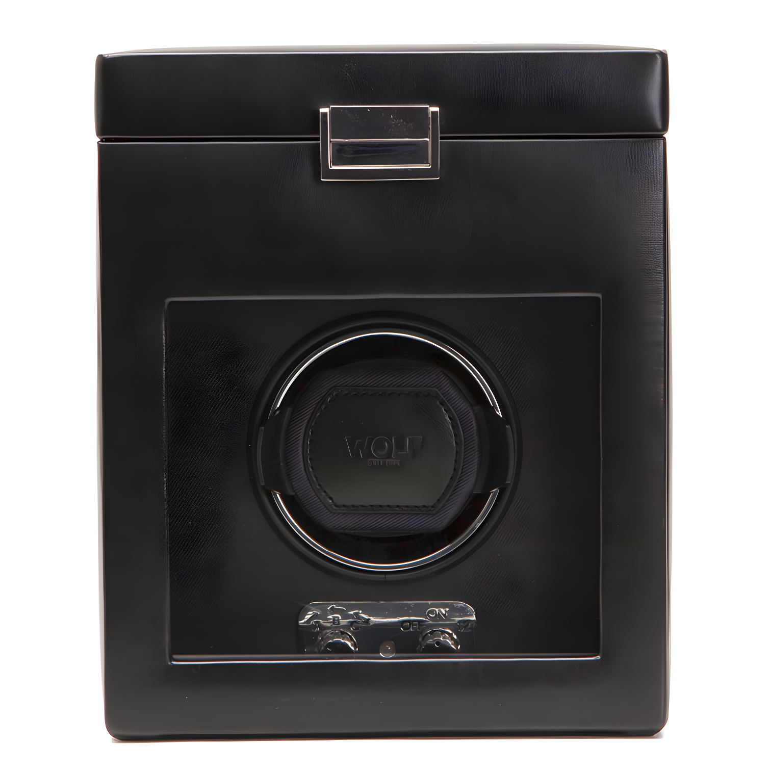 Black Faux Leather and Glass Single Watch Winder