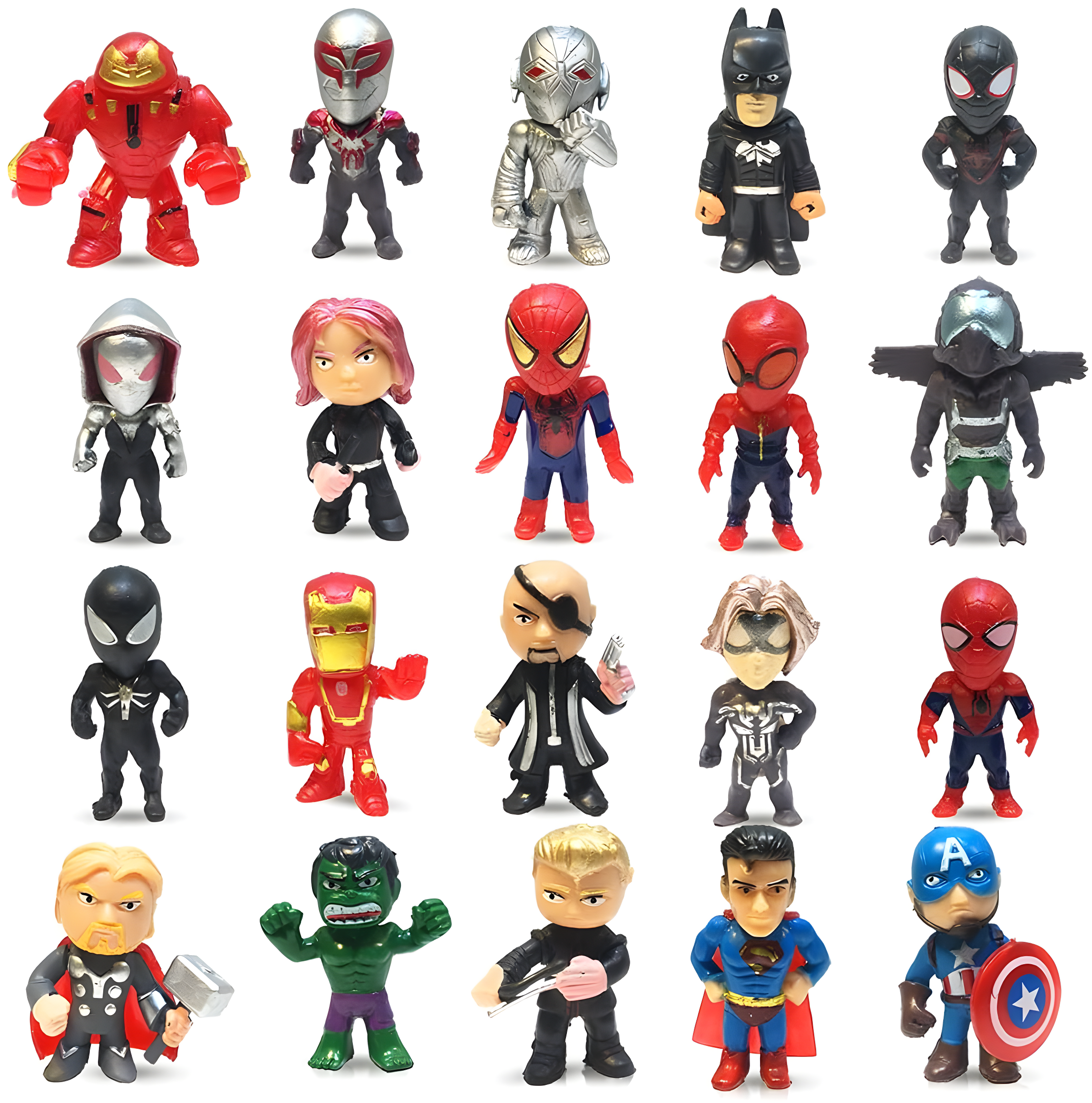 20-Piece Multicolor PVC Superhero Mini Action Figures Set