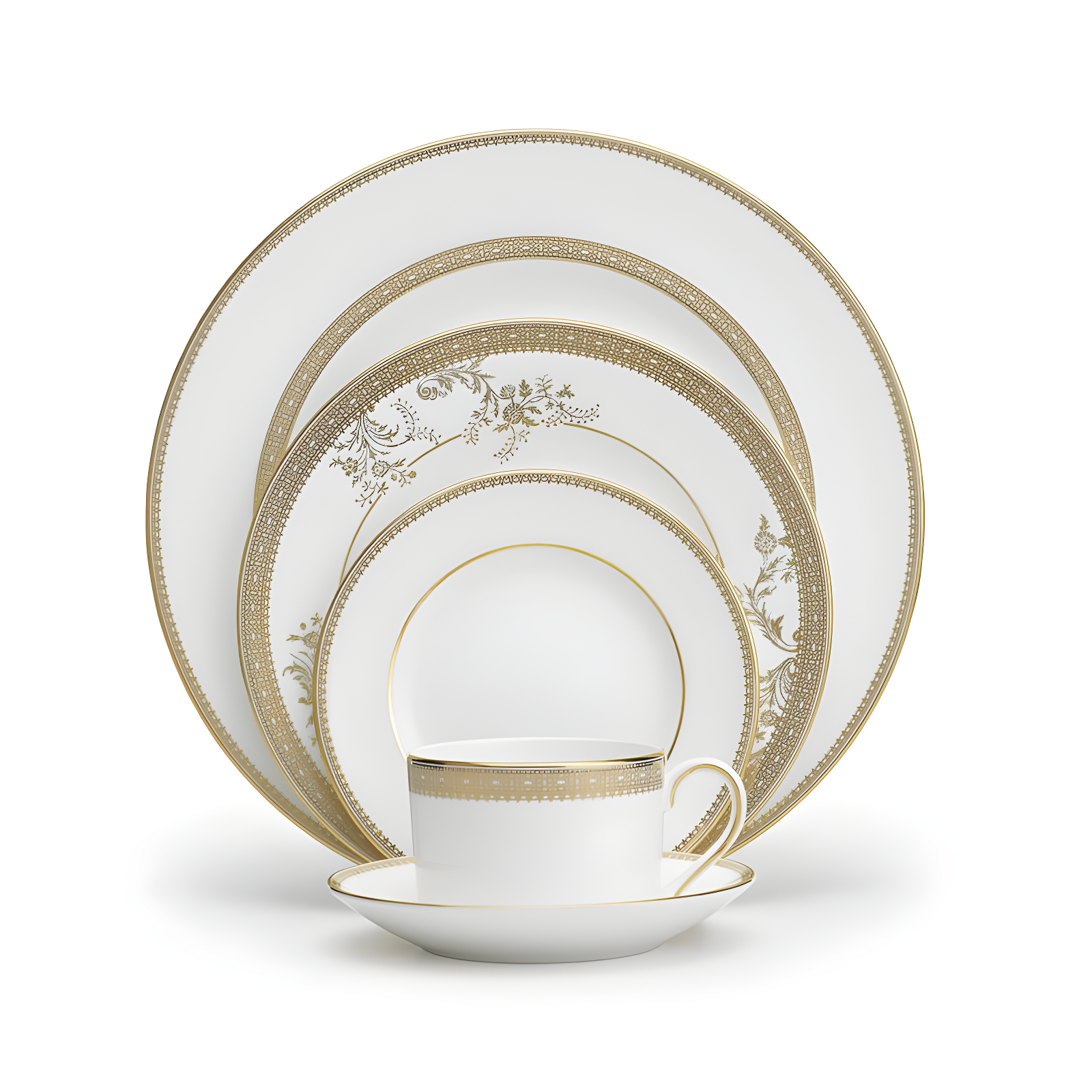 Vera Wang Gold Lace Porcelain 5-Piece Place Setting
