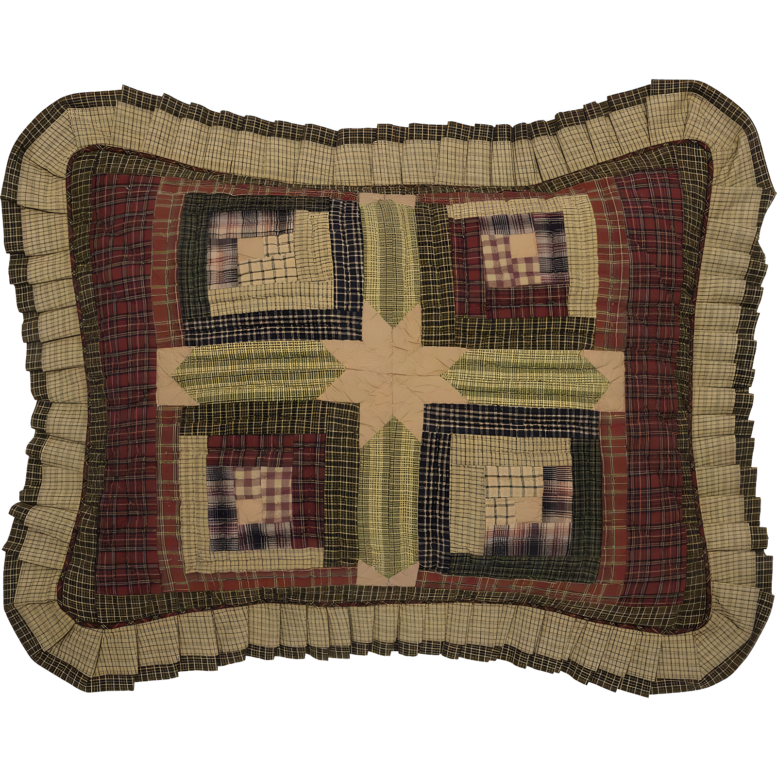 Tea Cabin Patchwork Cotton and Polyester Standard Sham