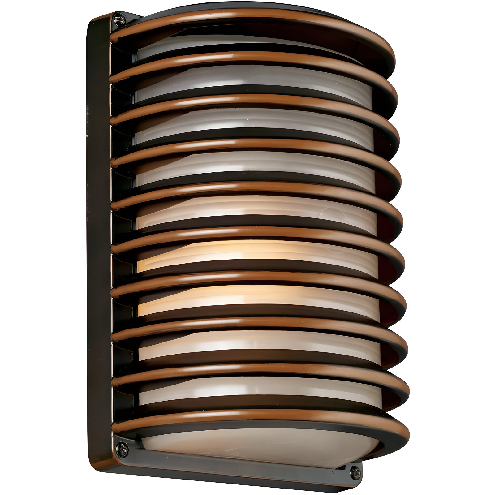 Bronze Banded Grid 13" Modern Outdoor Wall Light with Frosted Glass