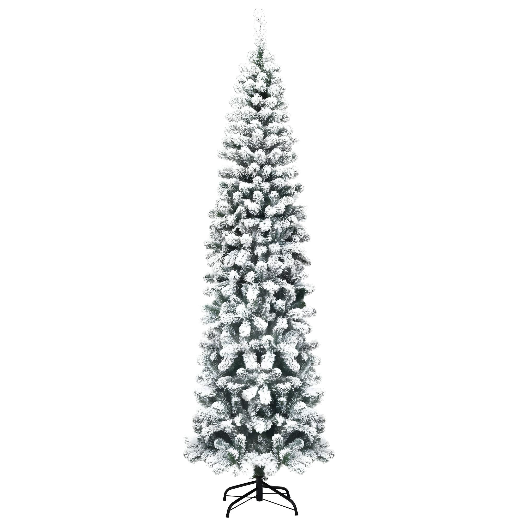 7.5 ft Snow Flocked Artificial Pencil Christmas Tree with Metal Stand