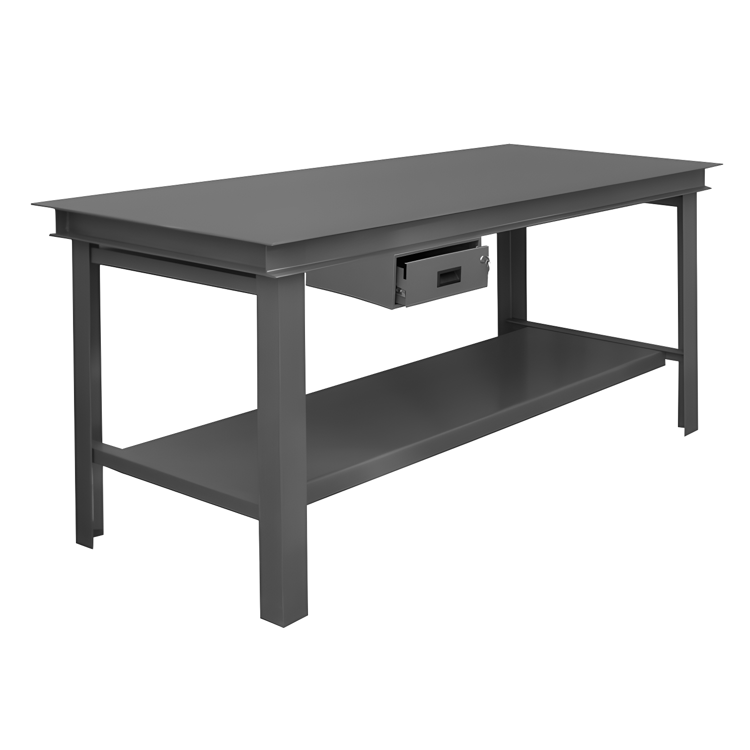 Gray Heavy Duty Steel Workbench with Shelf