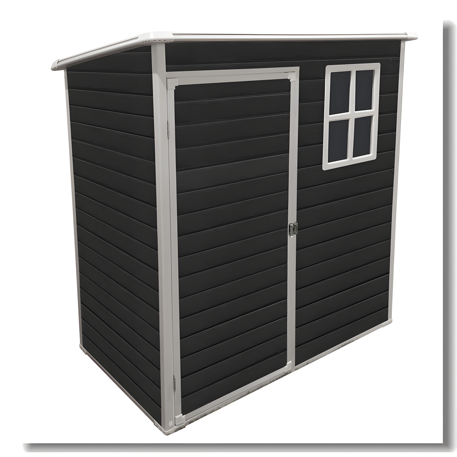 5x3ft Black Resin Outdoor Storage Shed with Window and Lockable Door