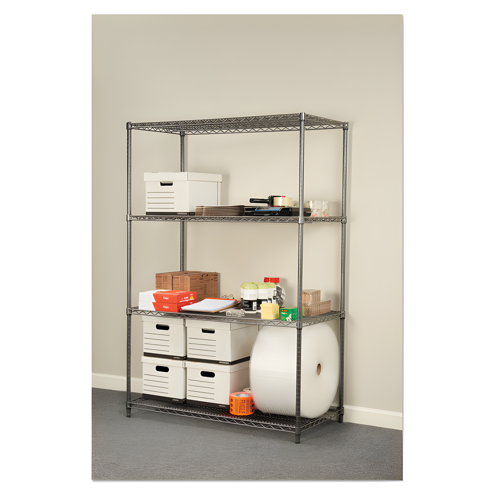 Black Anthracite Adjustable Metal Four-Shelf Storage Unit