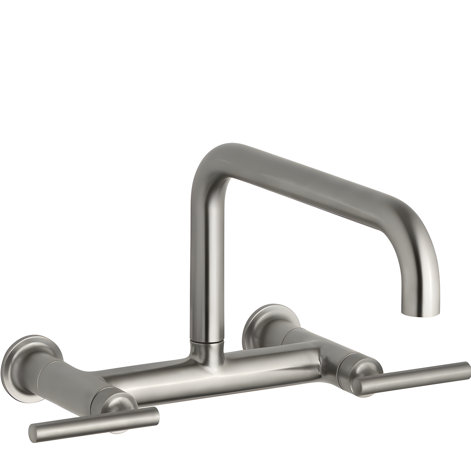 Purist Vibrant Stainless Double Handle 13-7/8" Wall-Mount Kitchen Faucet