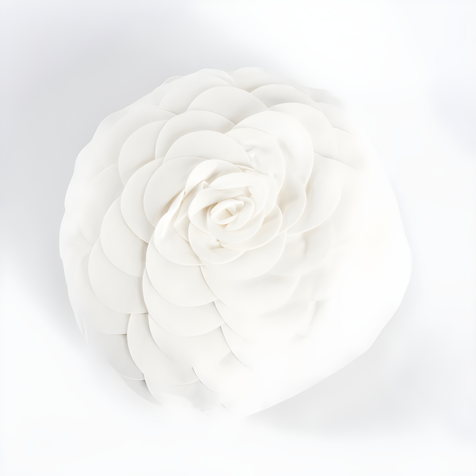 Ivory Round Flower Design Decorative Throw Pillow