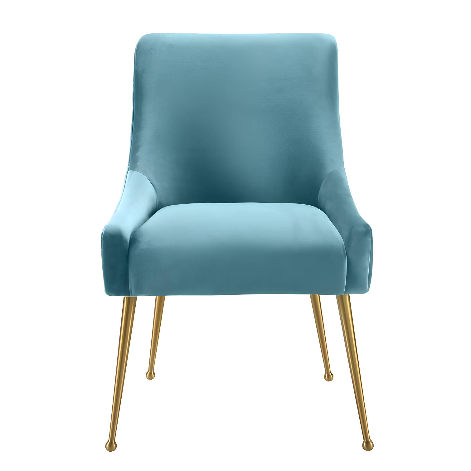 Sea Blue Velvet Upholstered Side Chair with Gold Legs