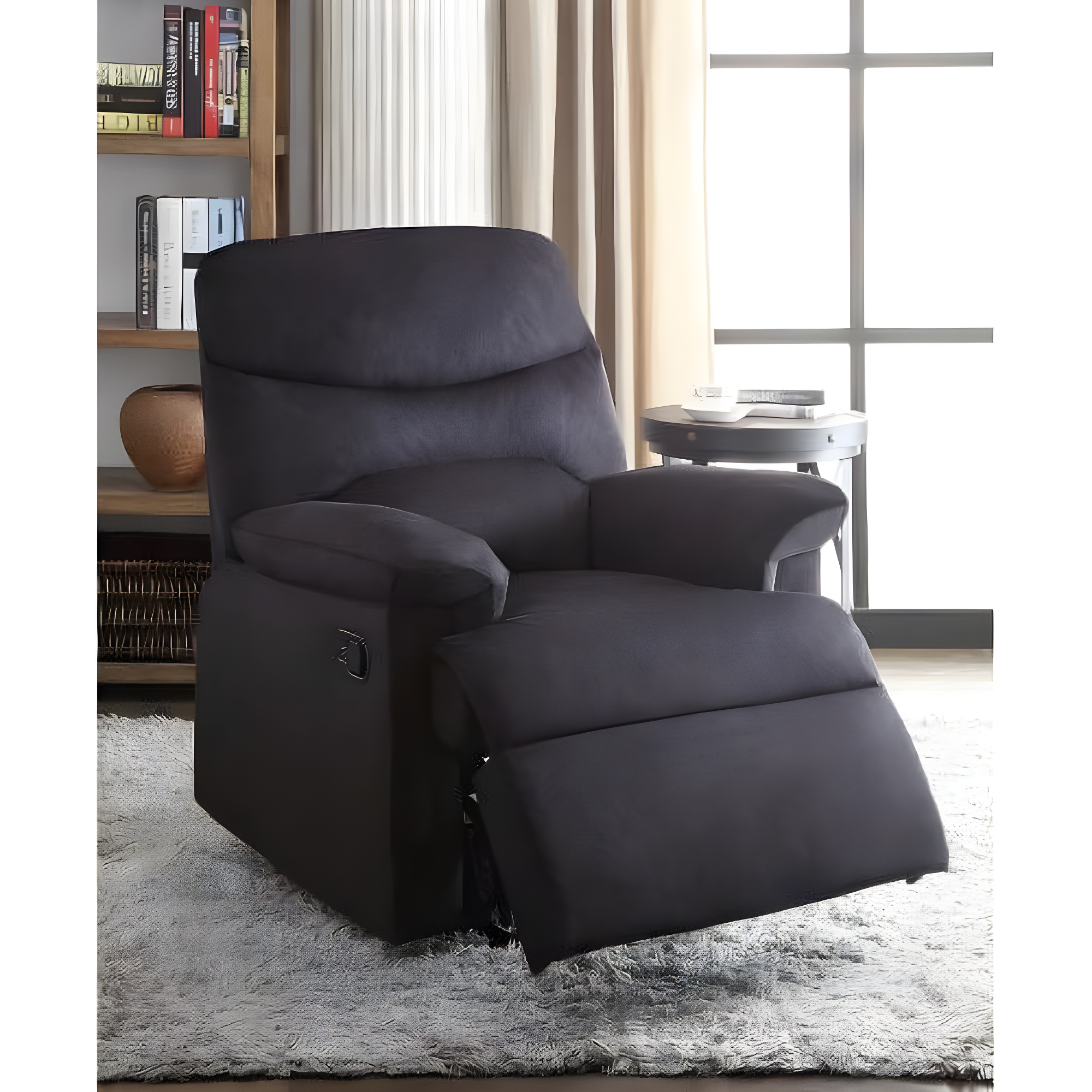 Black Microfiber Massage Recliner with Wood Frame