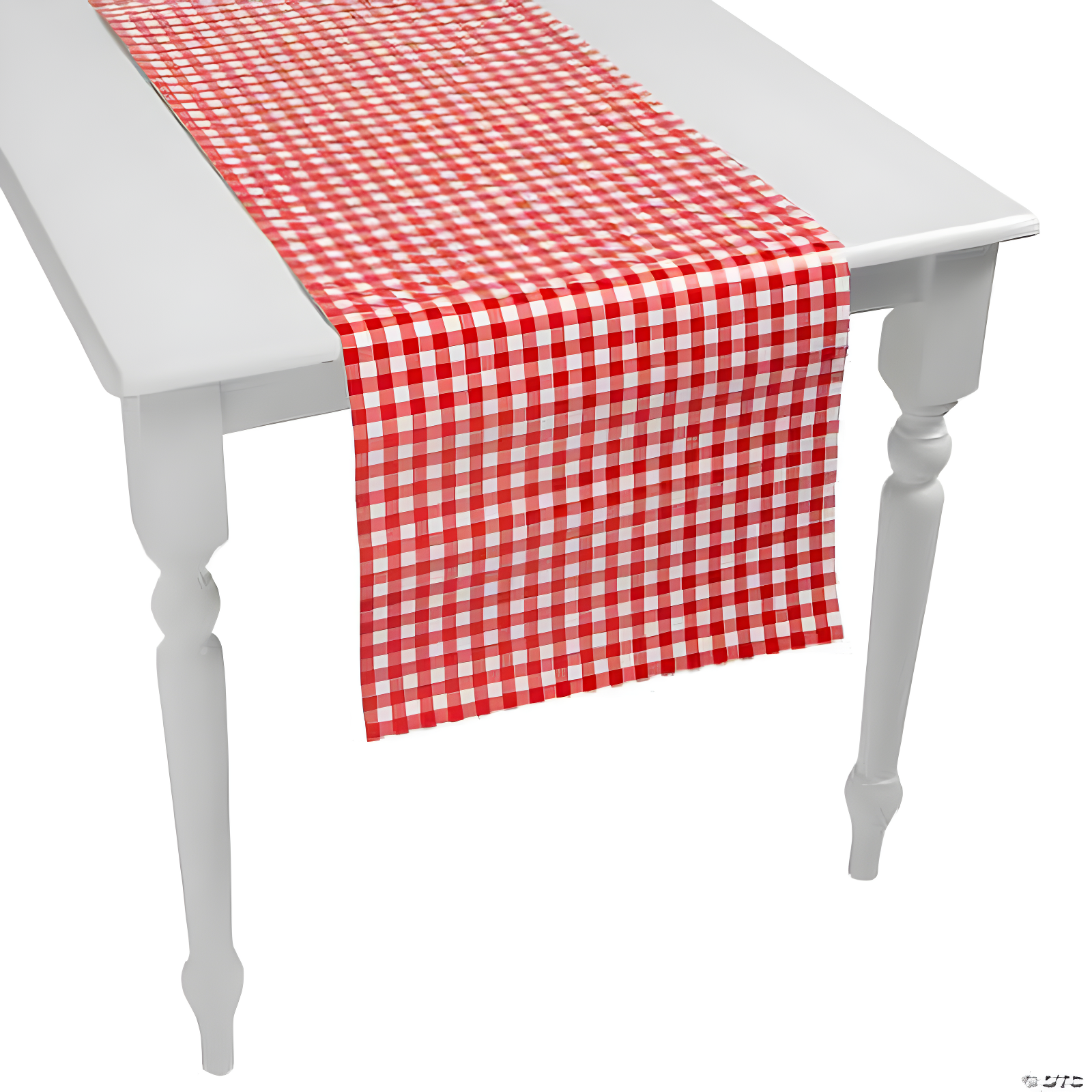 Red and White Gingham Paper Table Runner, 17" x 90"