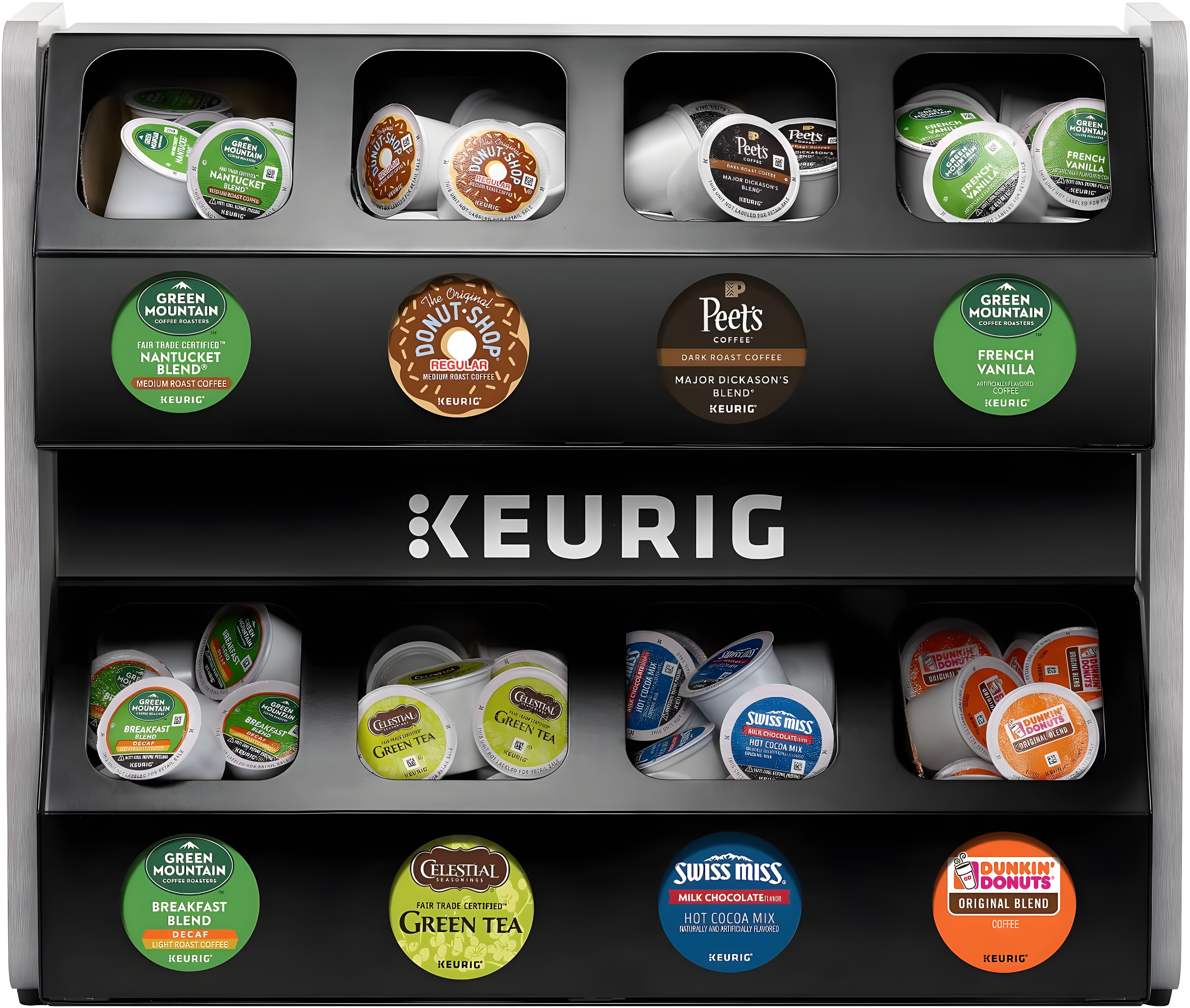 Black Metal 8-Sleeve K-Cup Pod Storage Rack