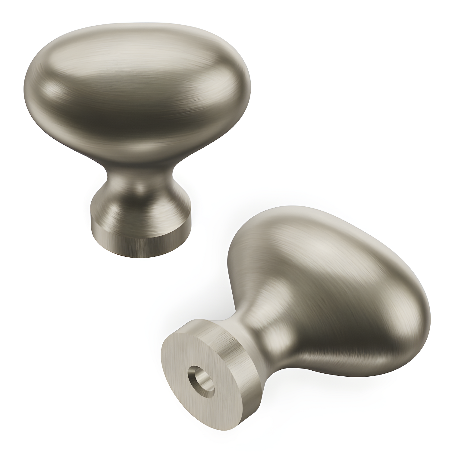 Satin Nickel Oval Cabinet Knob with Mounting Hardware