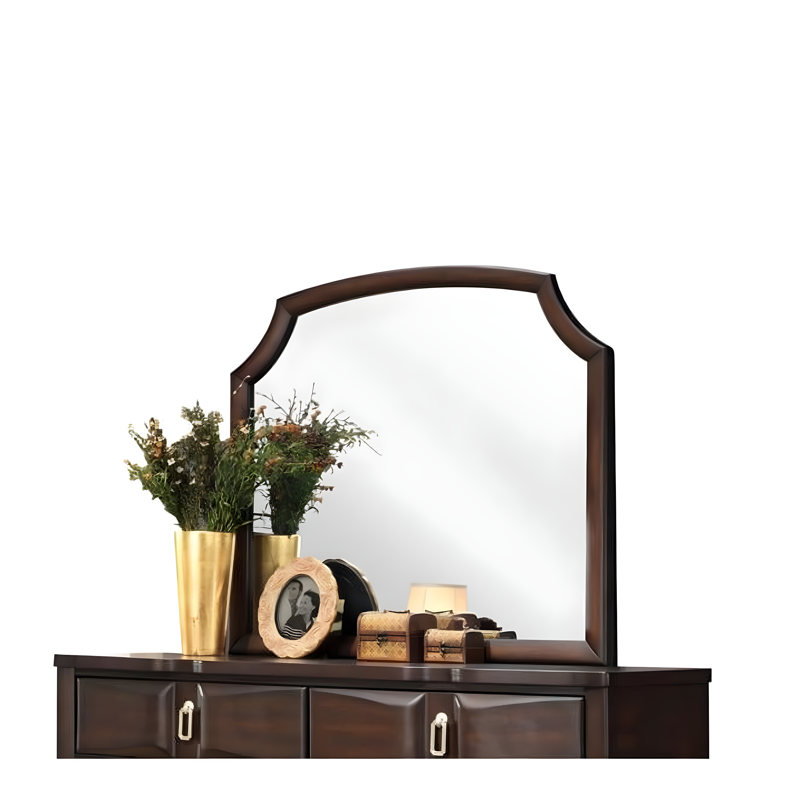 Espresso Wood Frame Lancaster Mirror with Arched Top