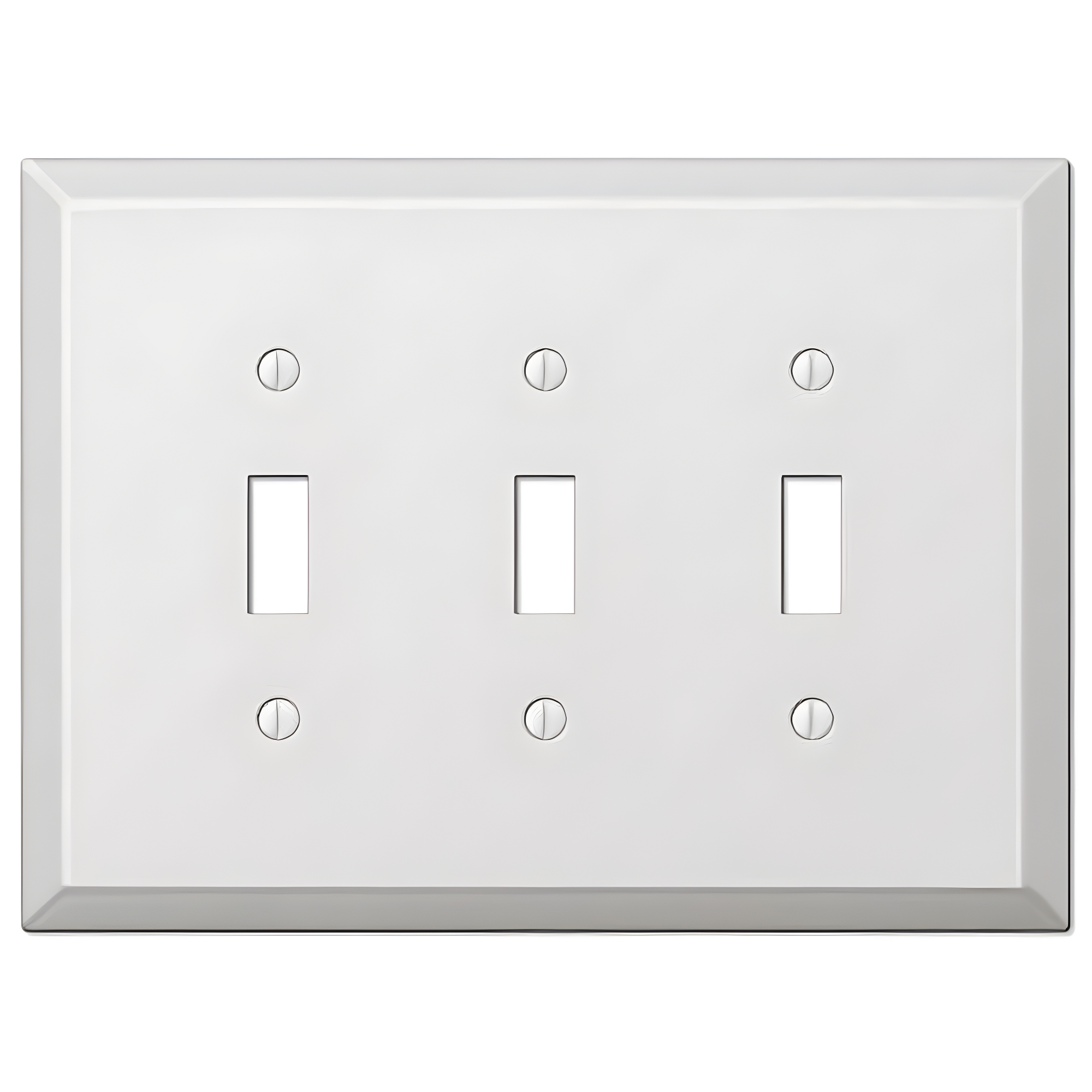 Oversized White Steel Triple Toggle Wallplate