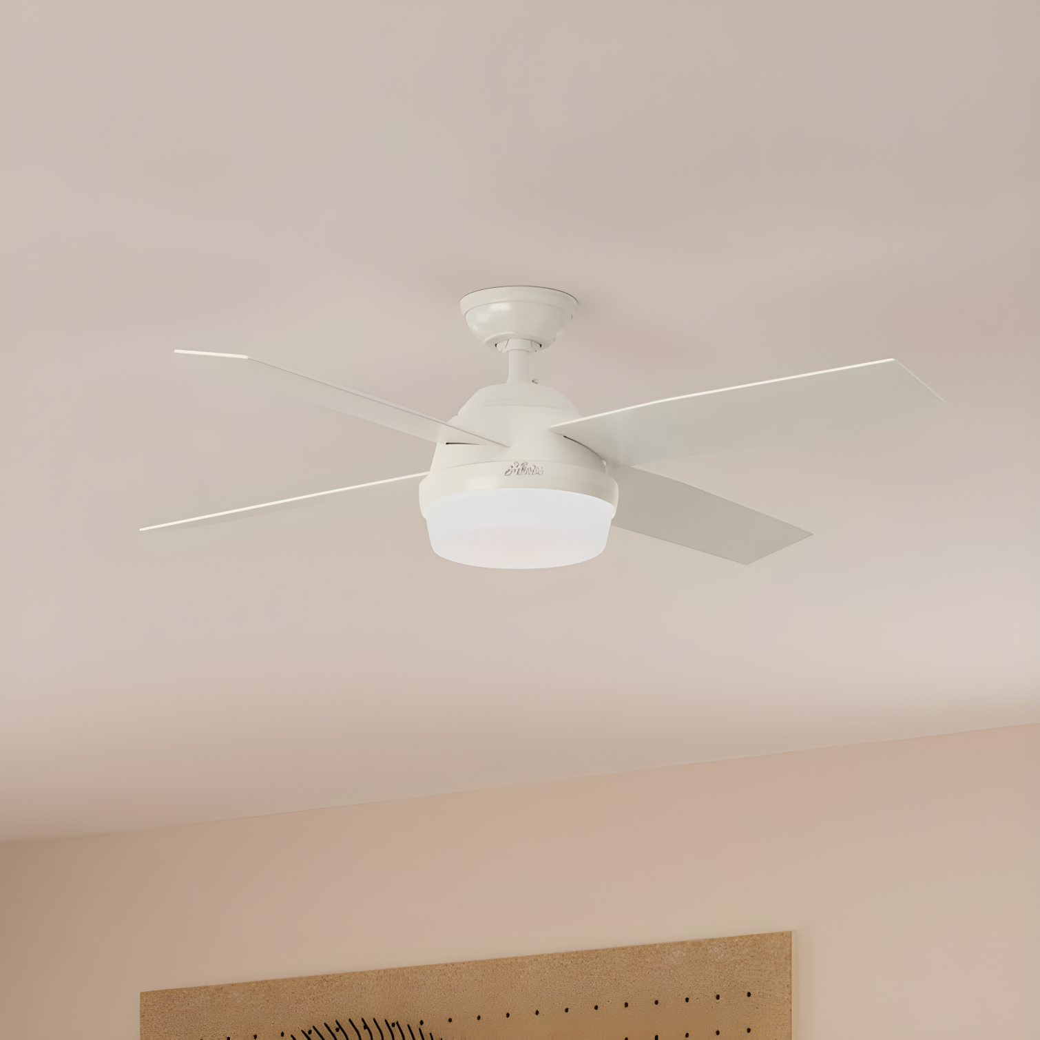 52" Fresh White Low Profile Ceiling Fan with LED Light and Remote