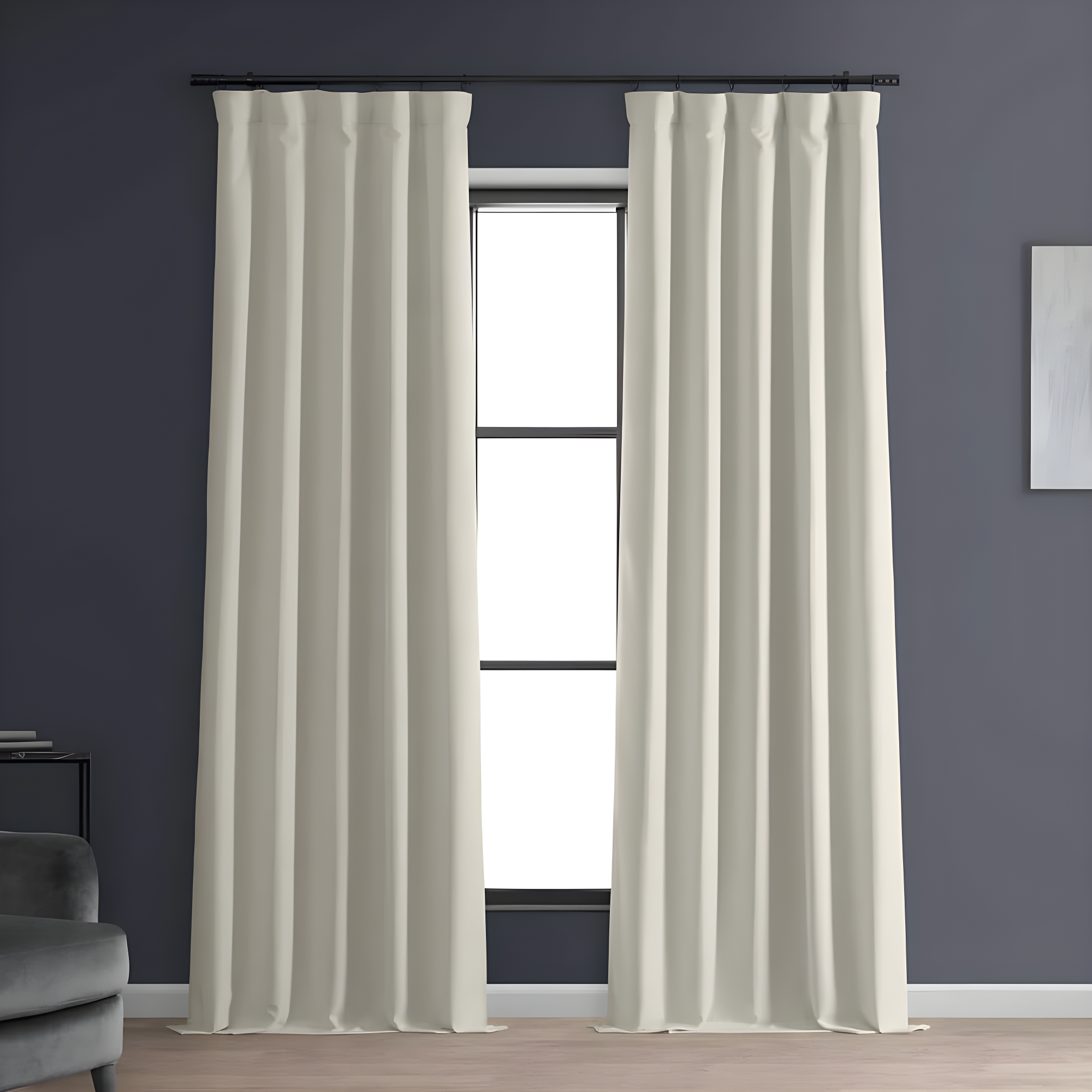 Excursion Ivory Blackout Linen Drapes with Hidden Tabs