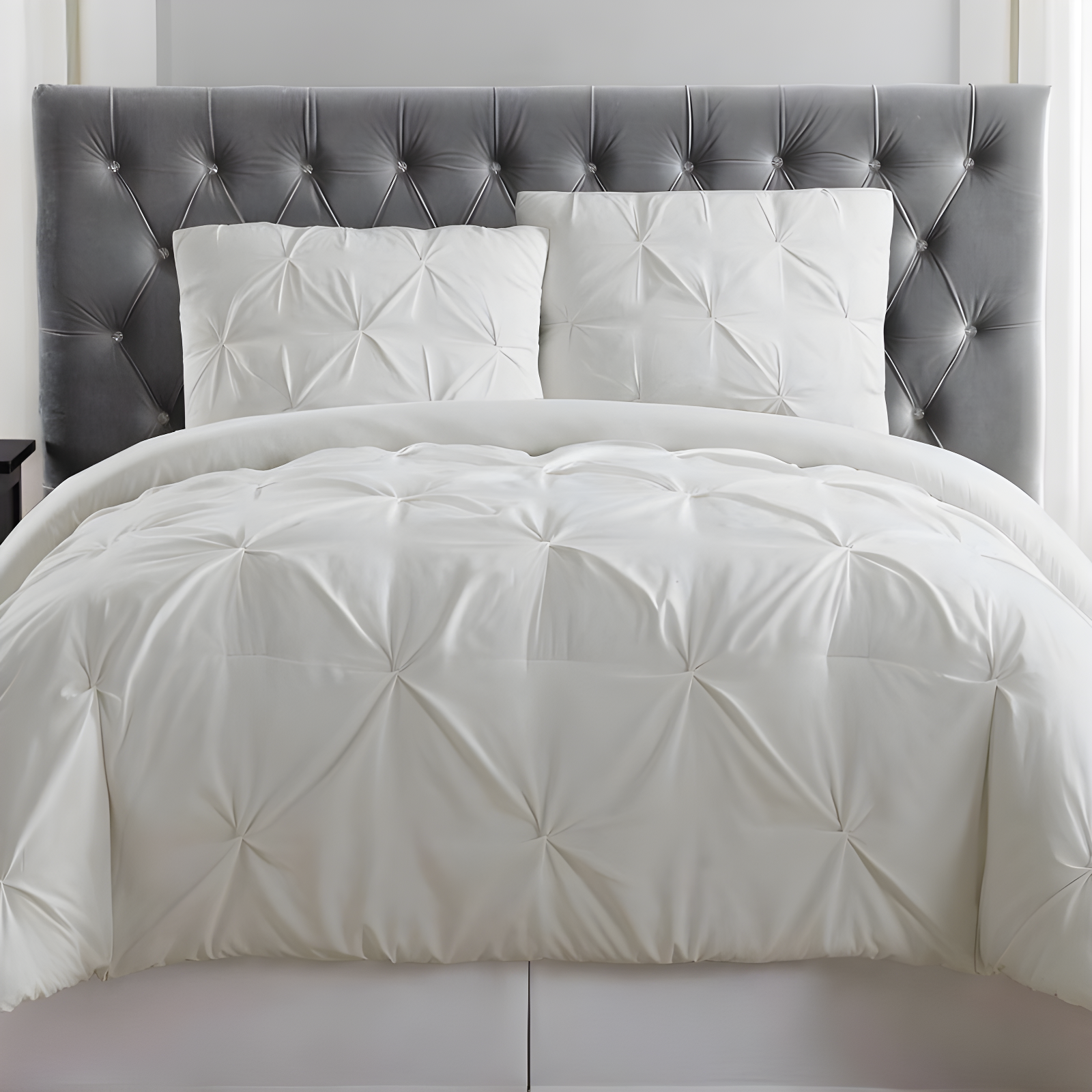 Ivory King Microfiber Pintuck Comforter Set