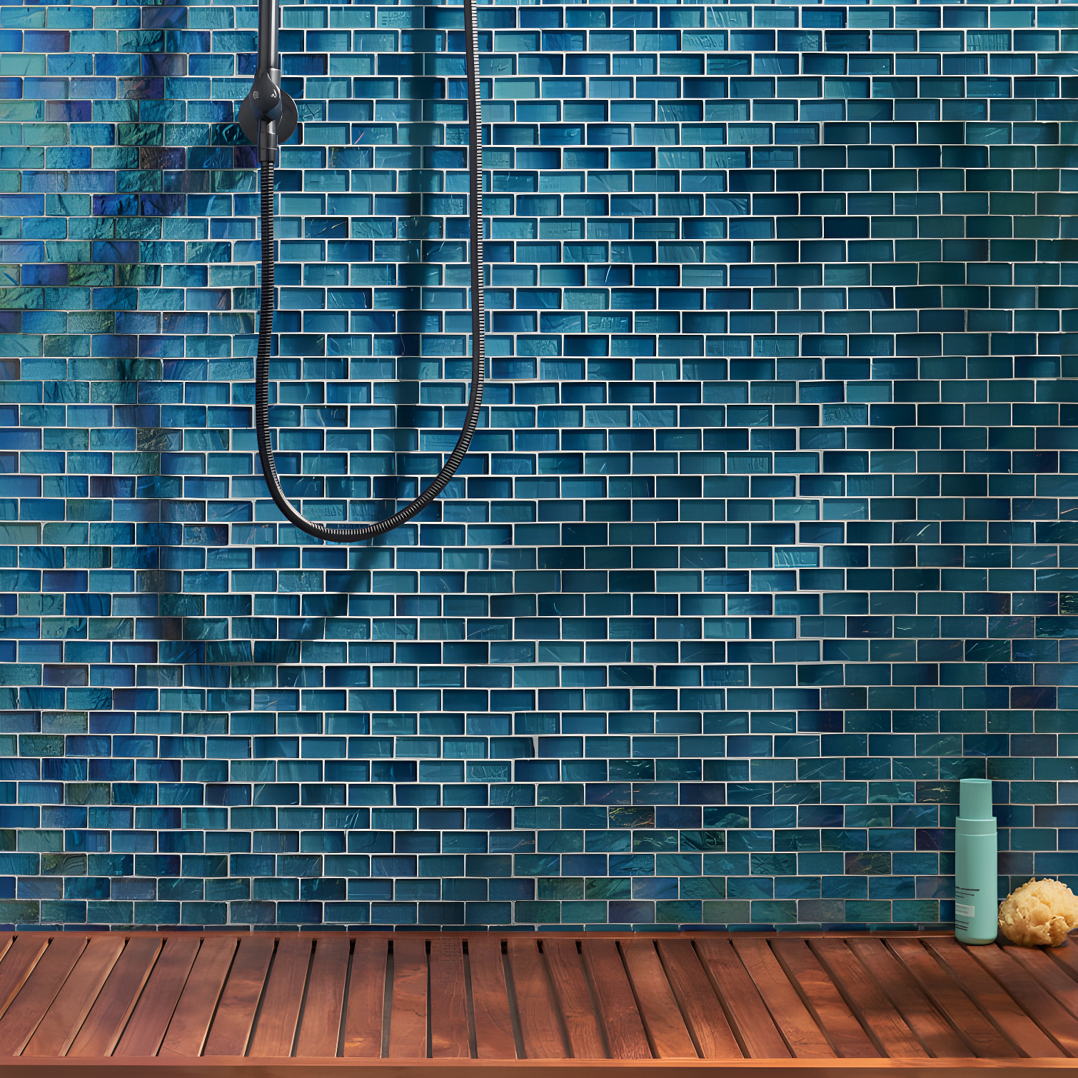 Shallows Blue Iridescent Glass Mosaic Wall Tile