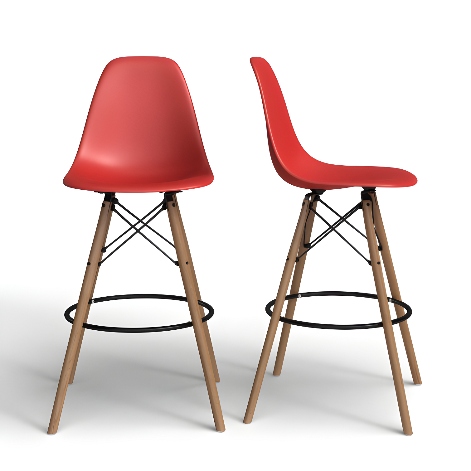 Modern Parisian Acrylic Counter Stool with Wooden Legs - Set of 2