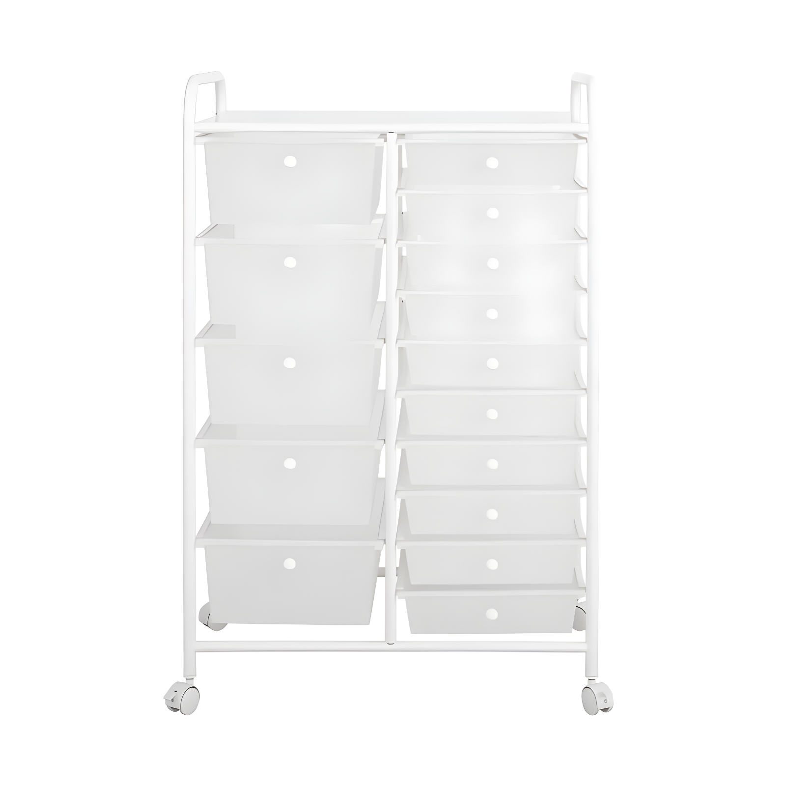 White 15-Drawer Rolling Organizer Cart with Steel Frame