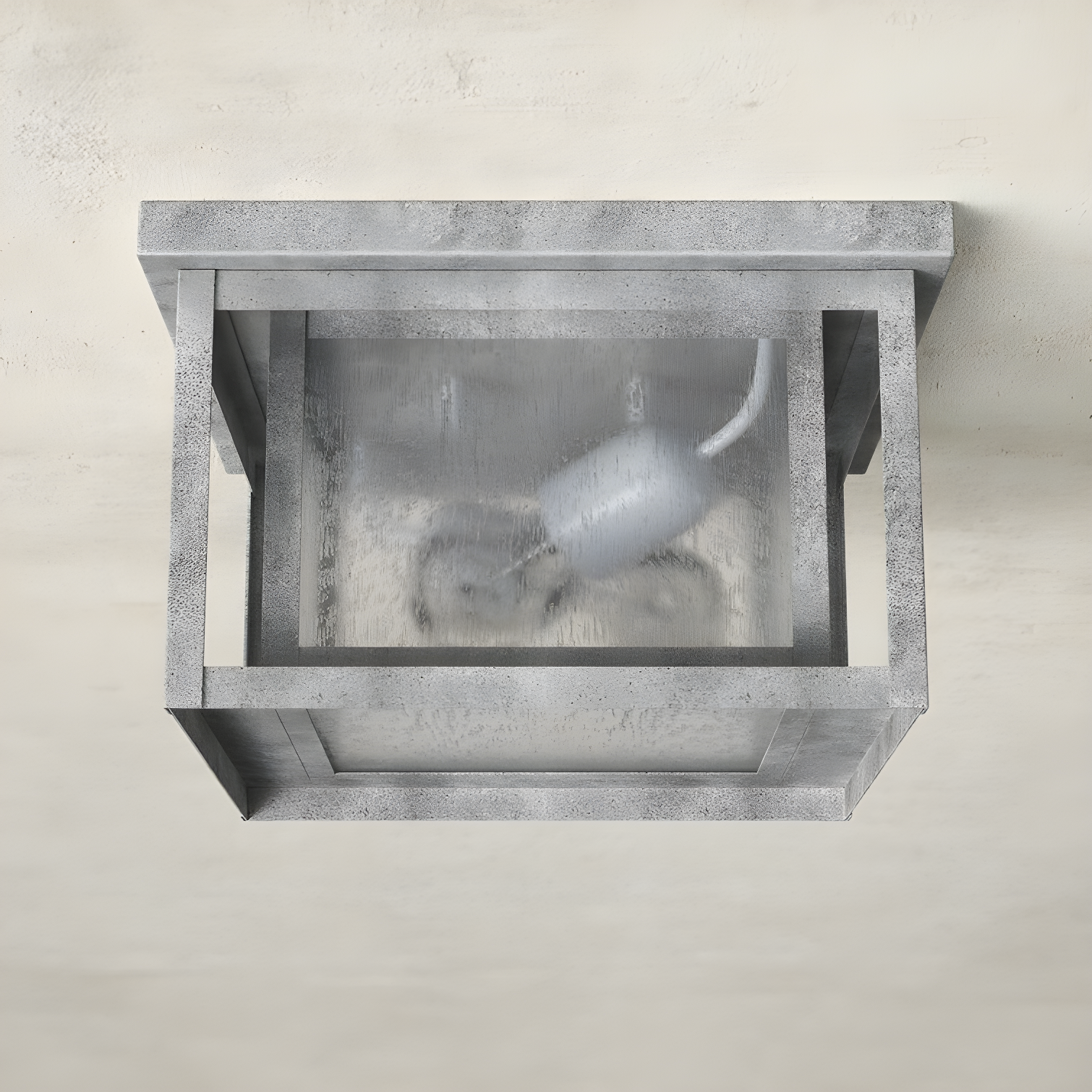 Weathered Pewter 10'' Square Metal and Seeded Glass Outdoor Flush Mount