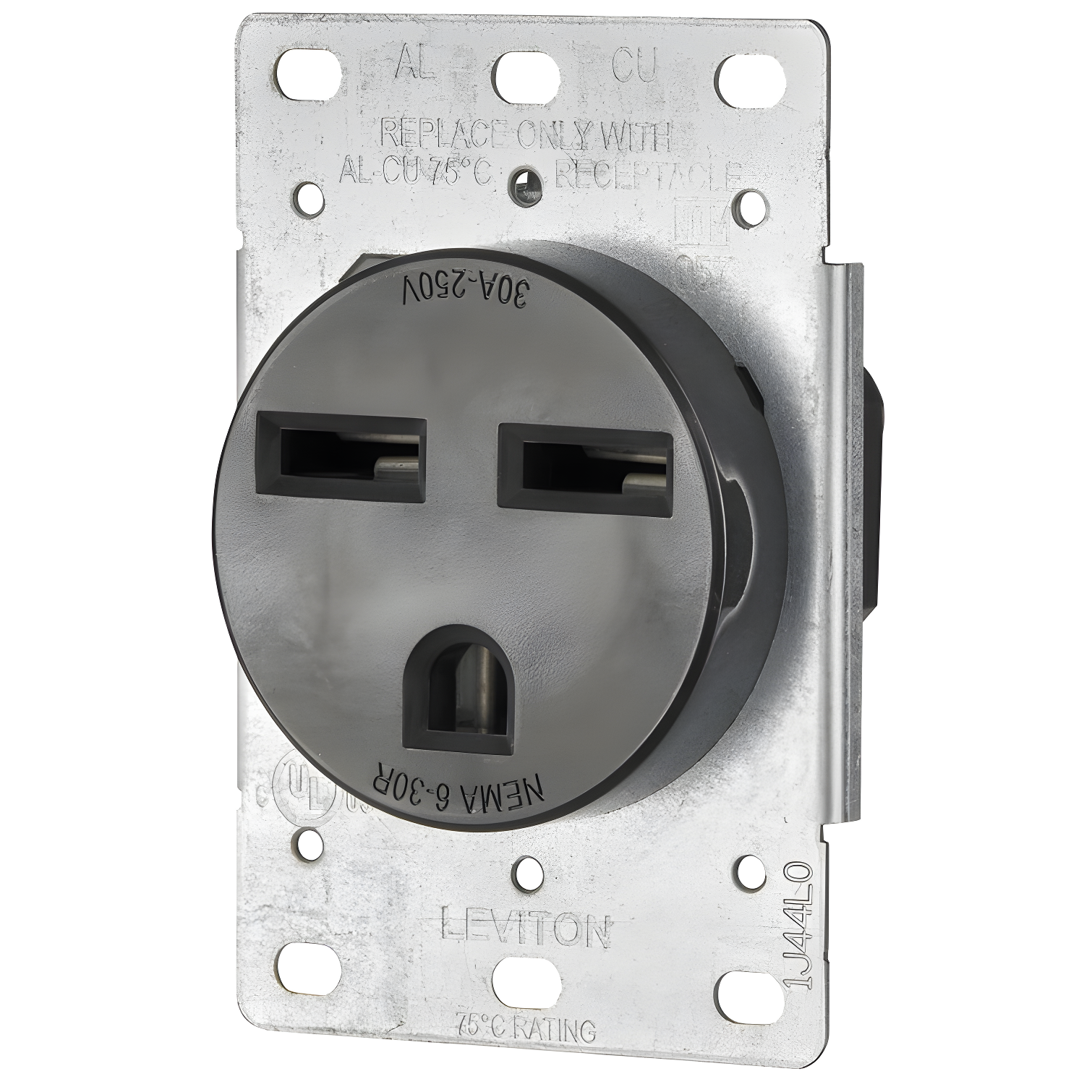 Black 30 Amp Tamper Resistant Commercial Outlet with Wall Plate