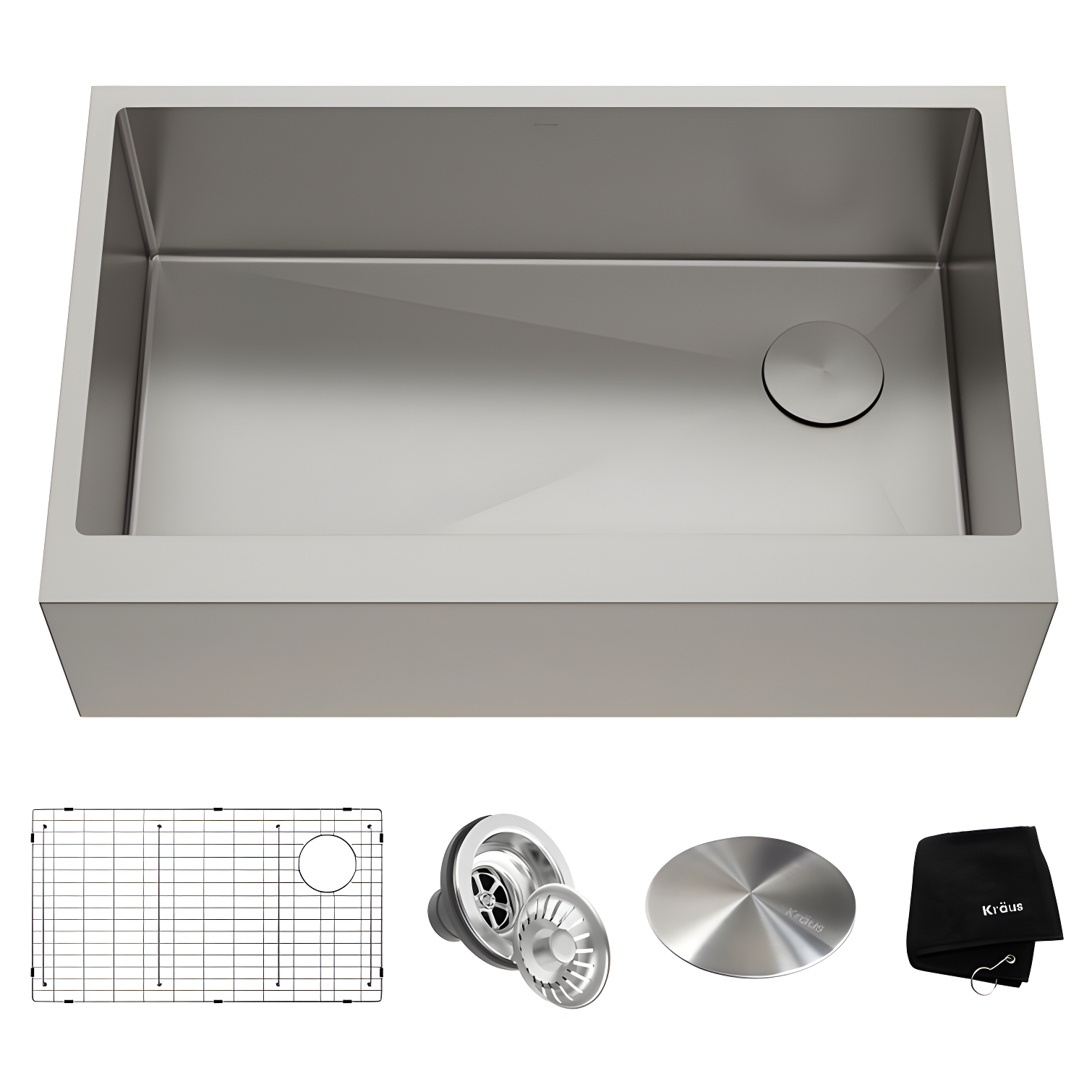 Kraus 33" Satin Stainless Steel Farmhouse Apron Sink
