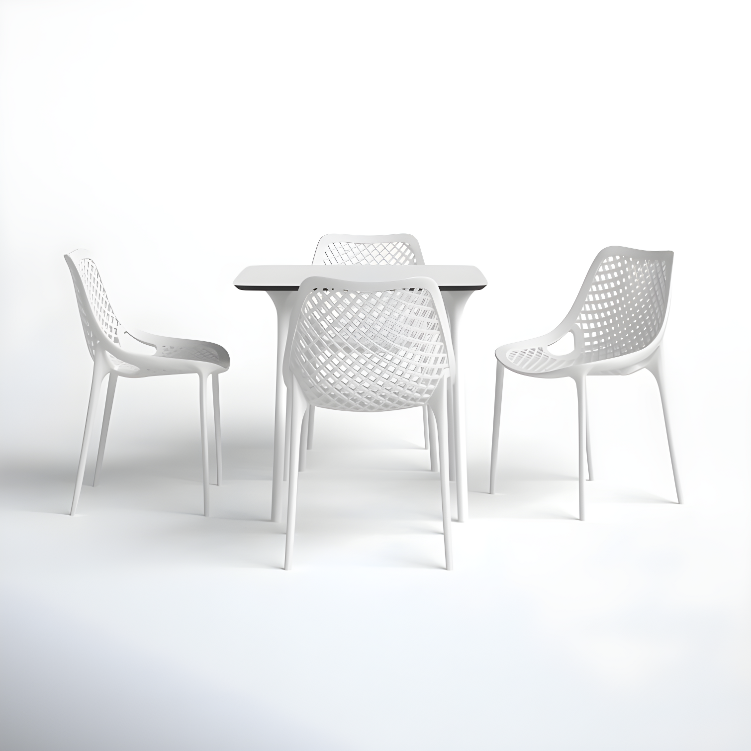 Farrah White Plastic and Resin 4-Person Outdoor Dining Set