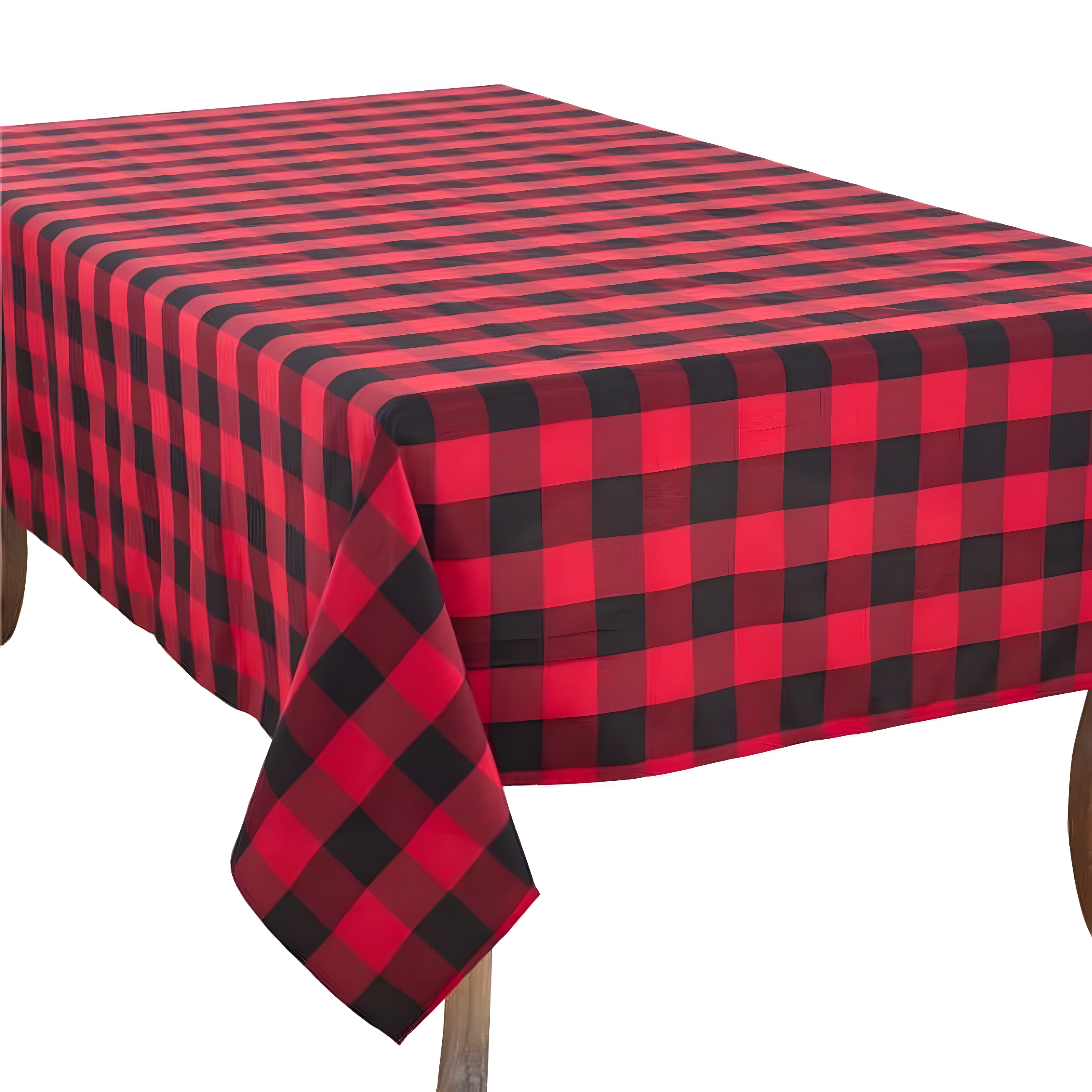 Red and Black Buffalo Plaid Cotton Blend Tablecloth 70" x 90"