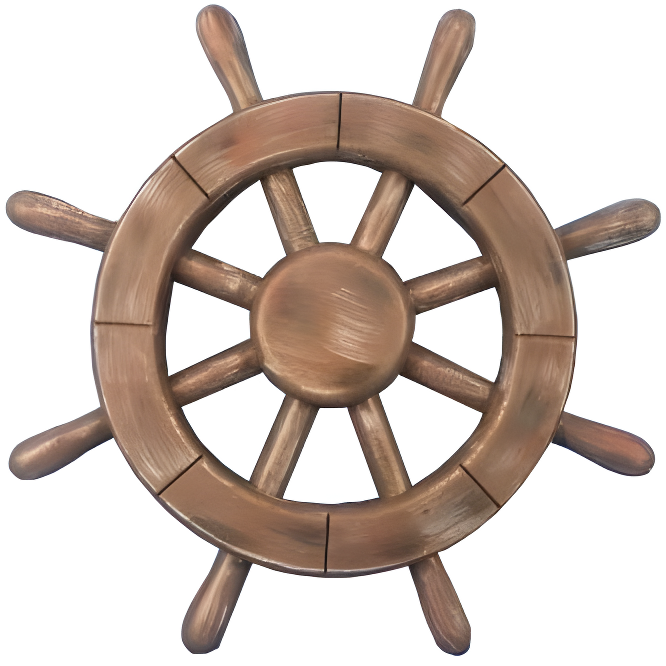 Rustic Brown Wooden Nautical Ship Wheel, 12"