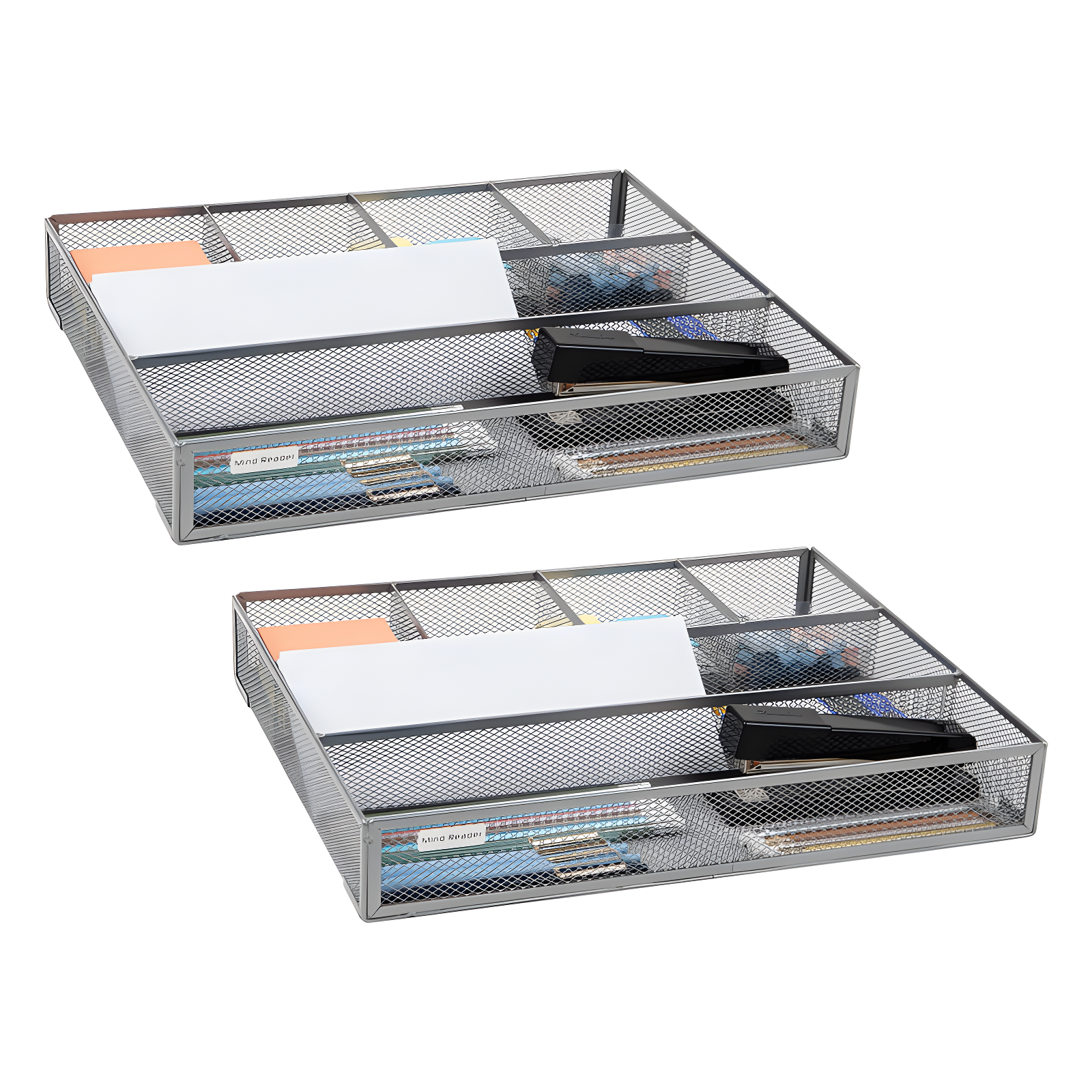 Silver Metal Mesh 6-Compartment Desk Organizer Set