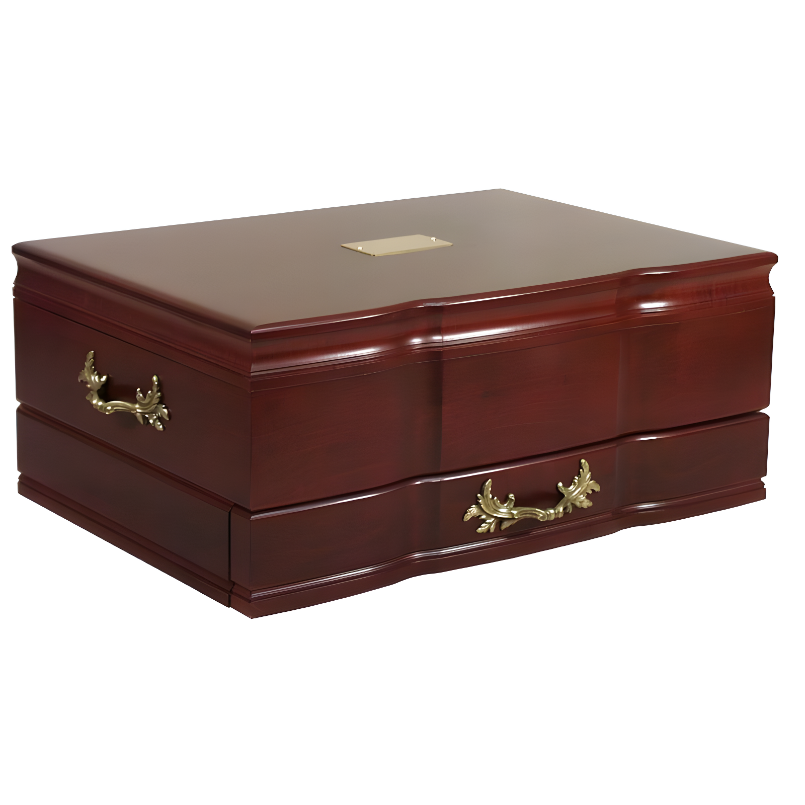 Mahogany Cherry 1-Drawer Flatware Chest with Brass Hardware