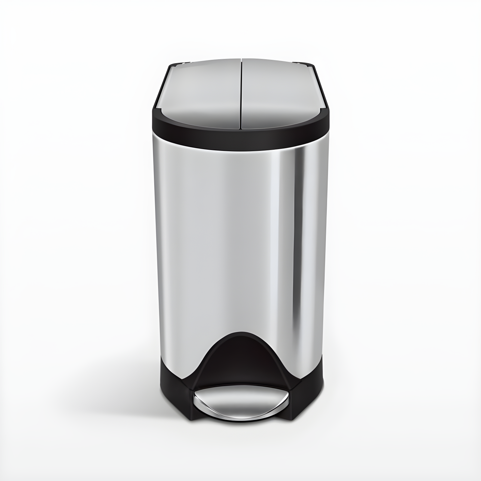 Brushed Stainless Steel Butterfly Lid Bathroom Trash Can, 2.6 Gallon