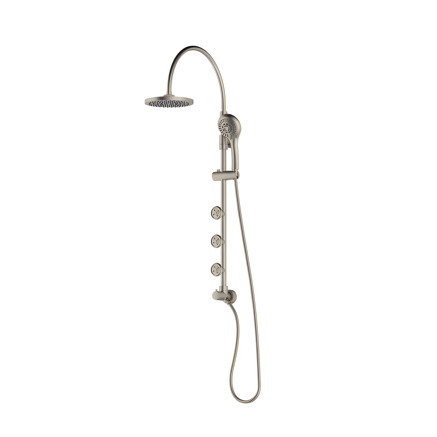 Brushed Nickel Adjustable Height Wall Mounted Shower System