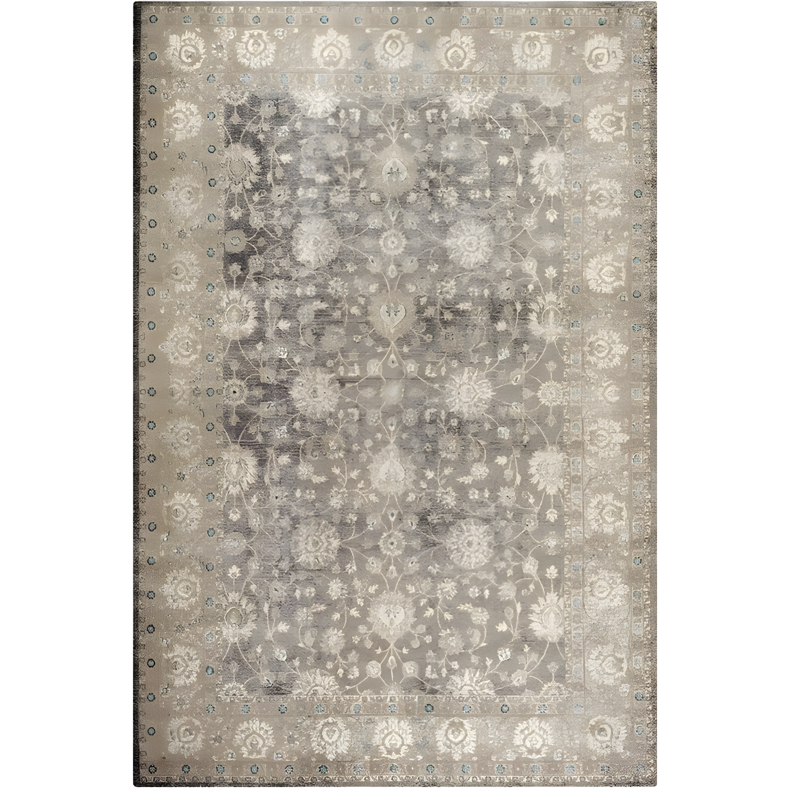 Gray and Beige Hand-Knotted Reversible Rectangular Area Rug 10' x 14'