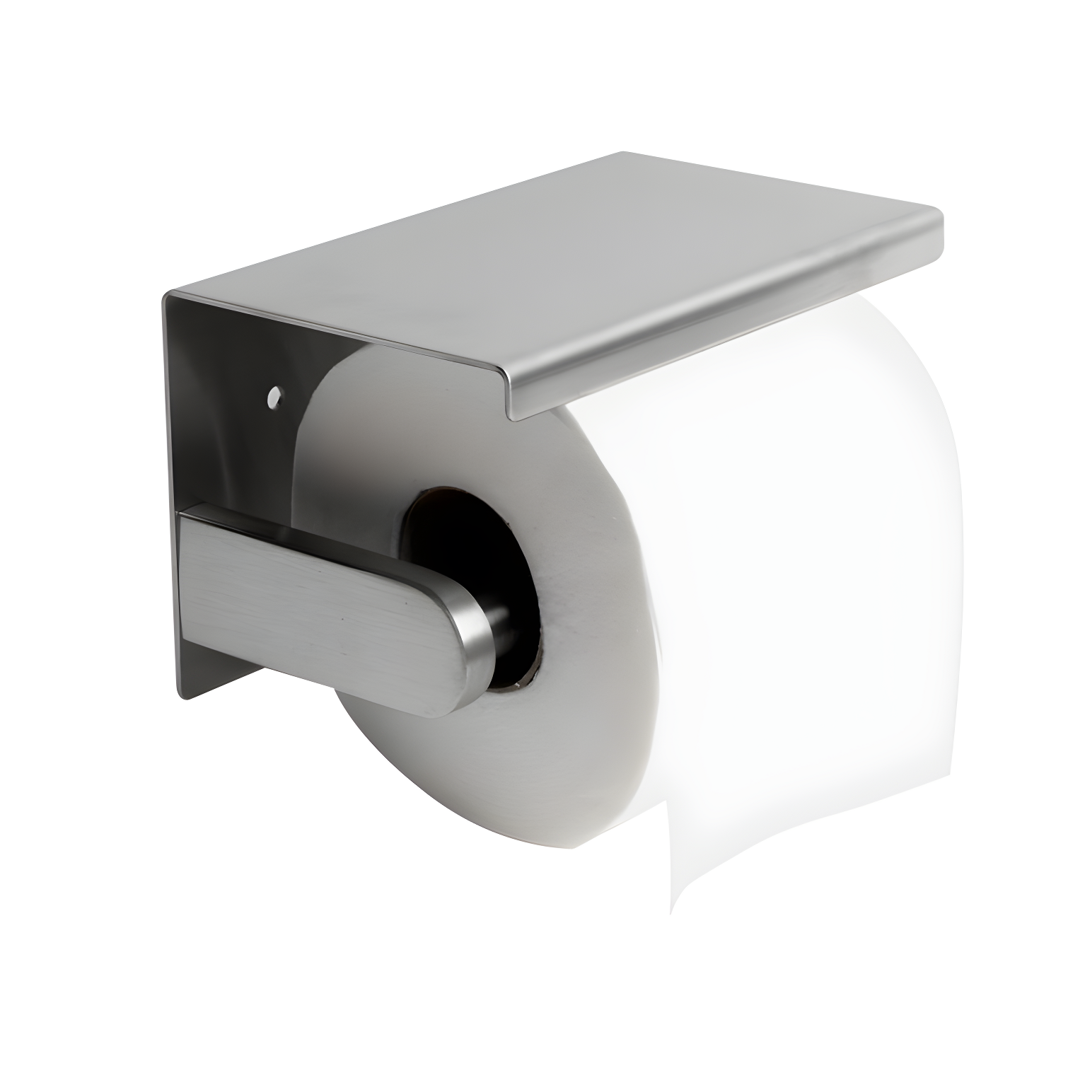 Brushed Stainless Steel Wall Mounted Toilet Paper Holder with Shelf